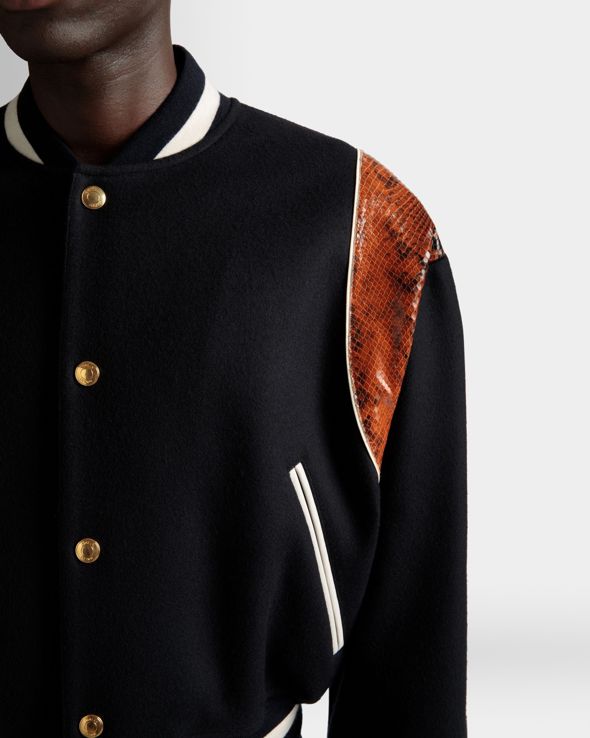Giacca Letterman In Misto Lana Blu Navy - Uomo - Bally - 04