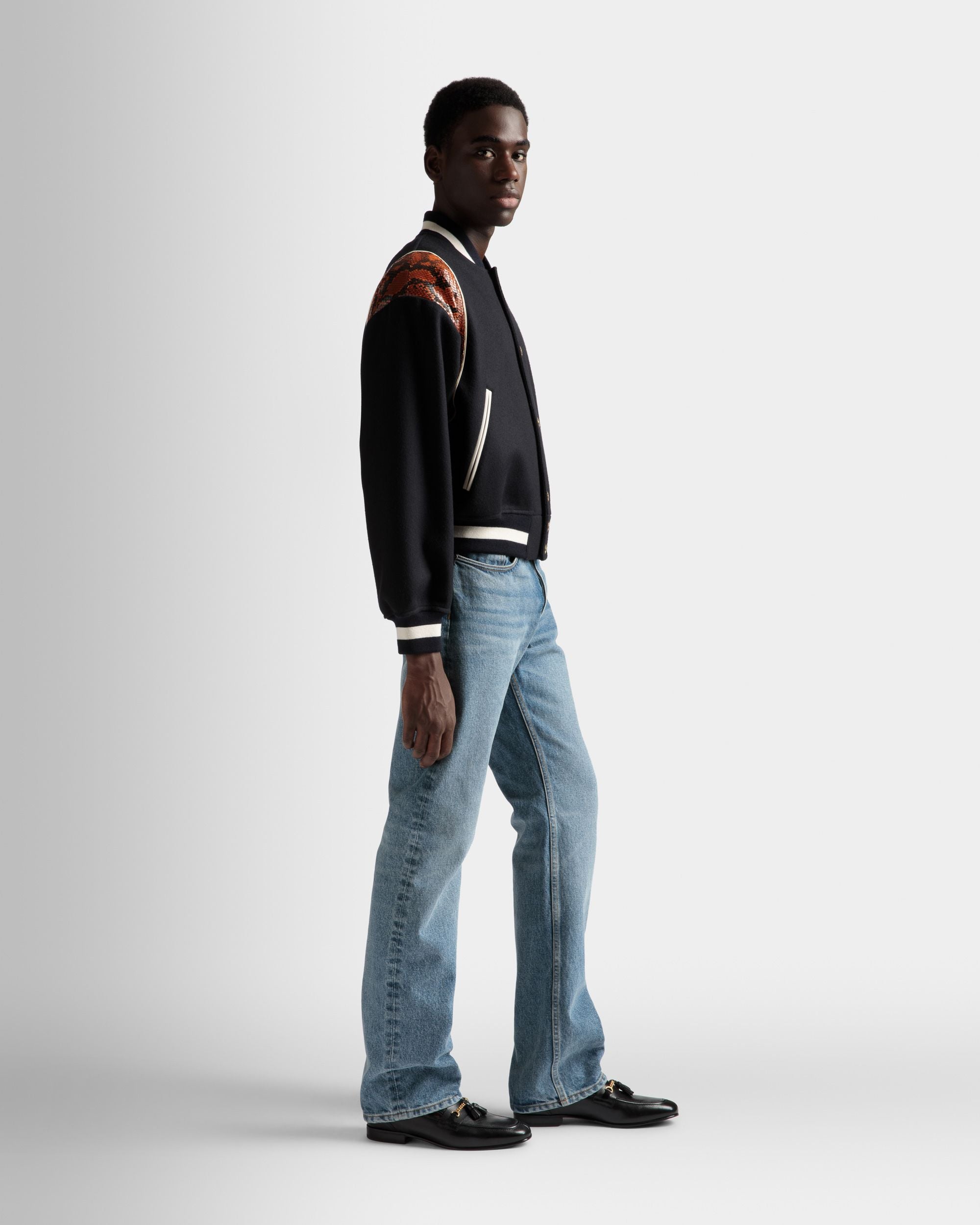 Giacca Letterman In Misto Lana Blu Navy - Uomo - Bally - 05