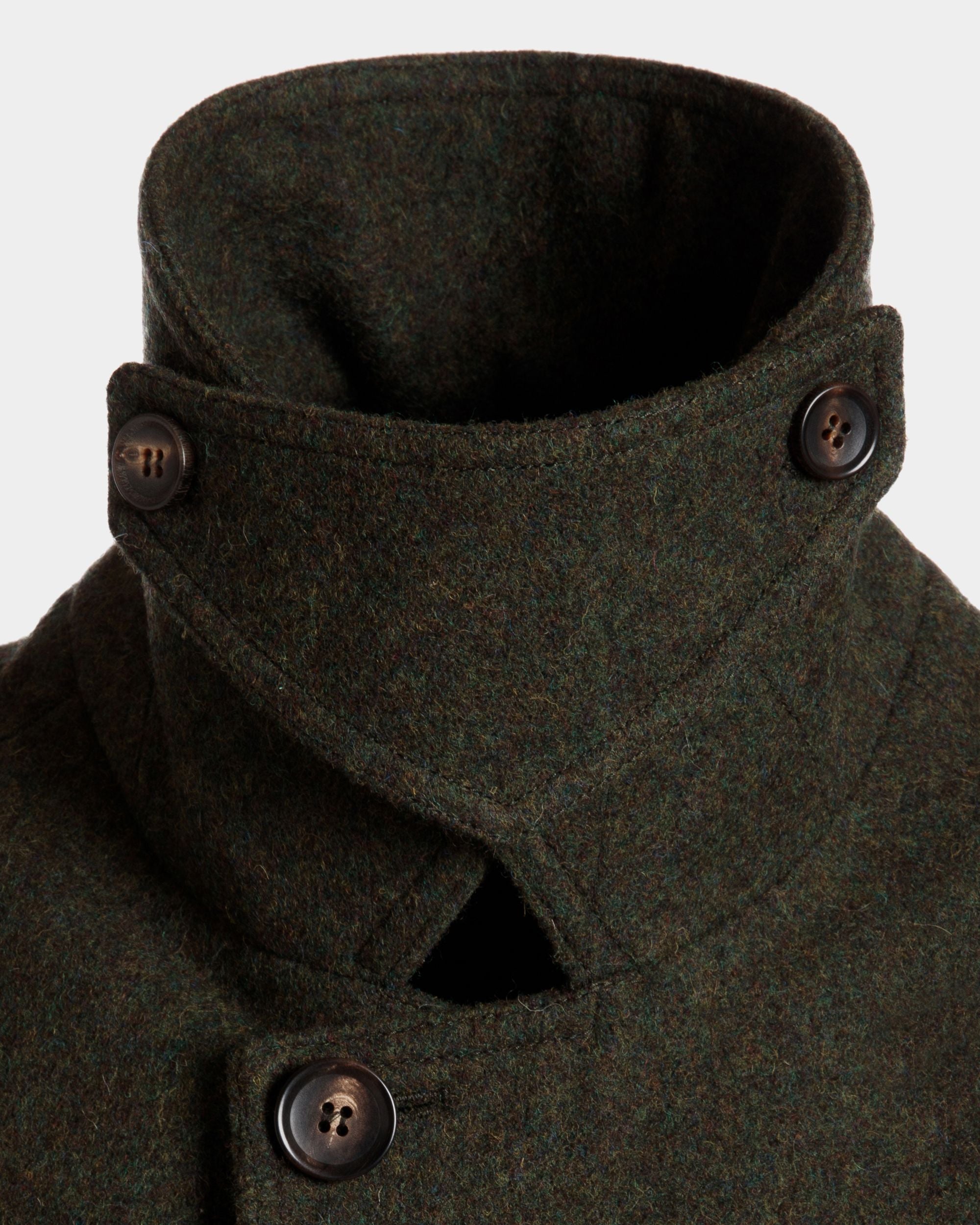 Cappotto Monopetto In Lana Verde Scuro - Uomo - Bally - 02