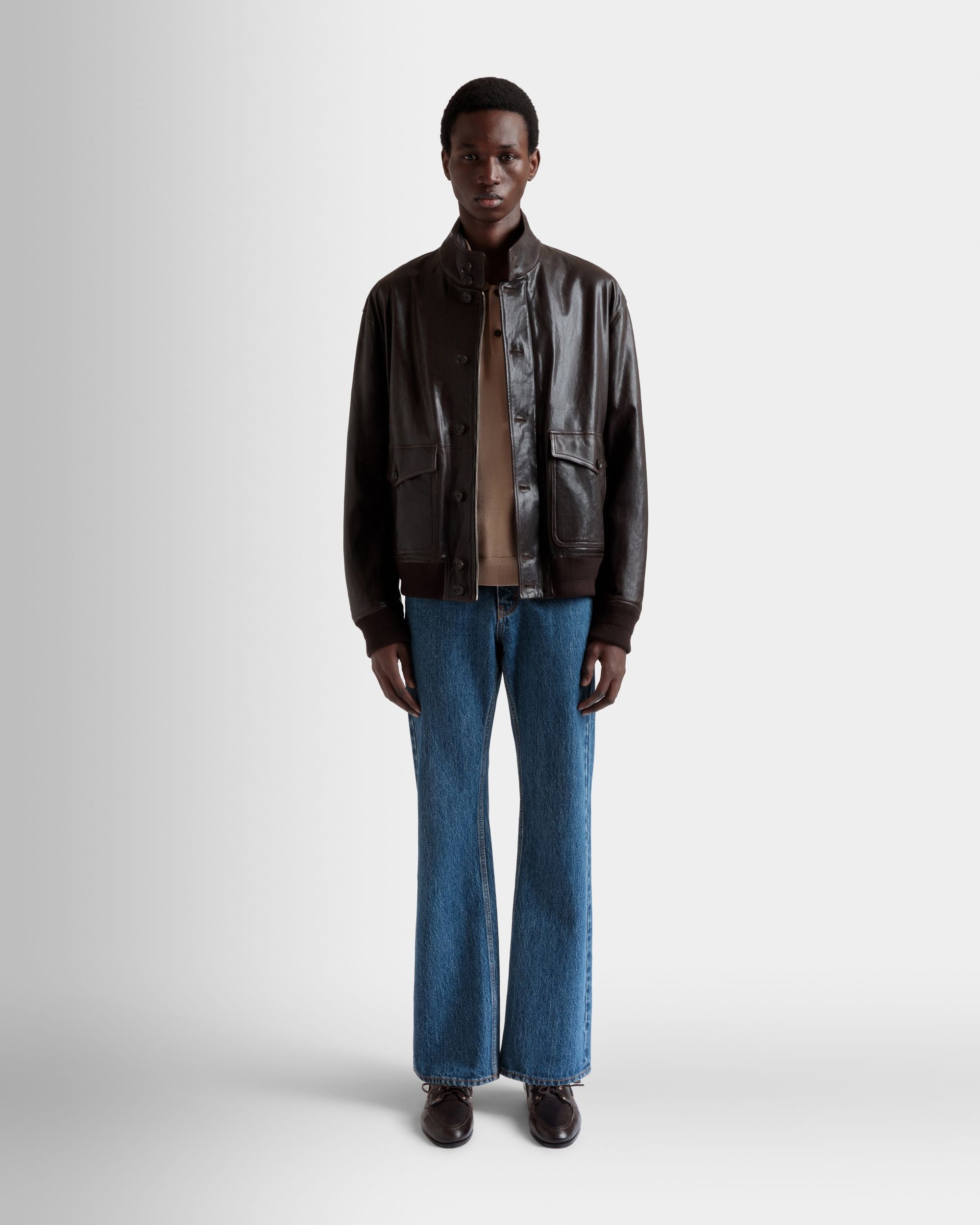 Giubbotto In Pelle Color Ebano - Uomo - Bally - 02