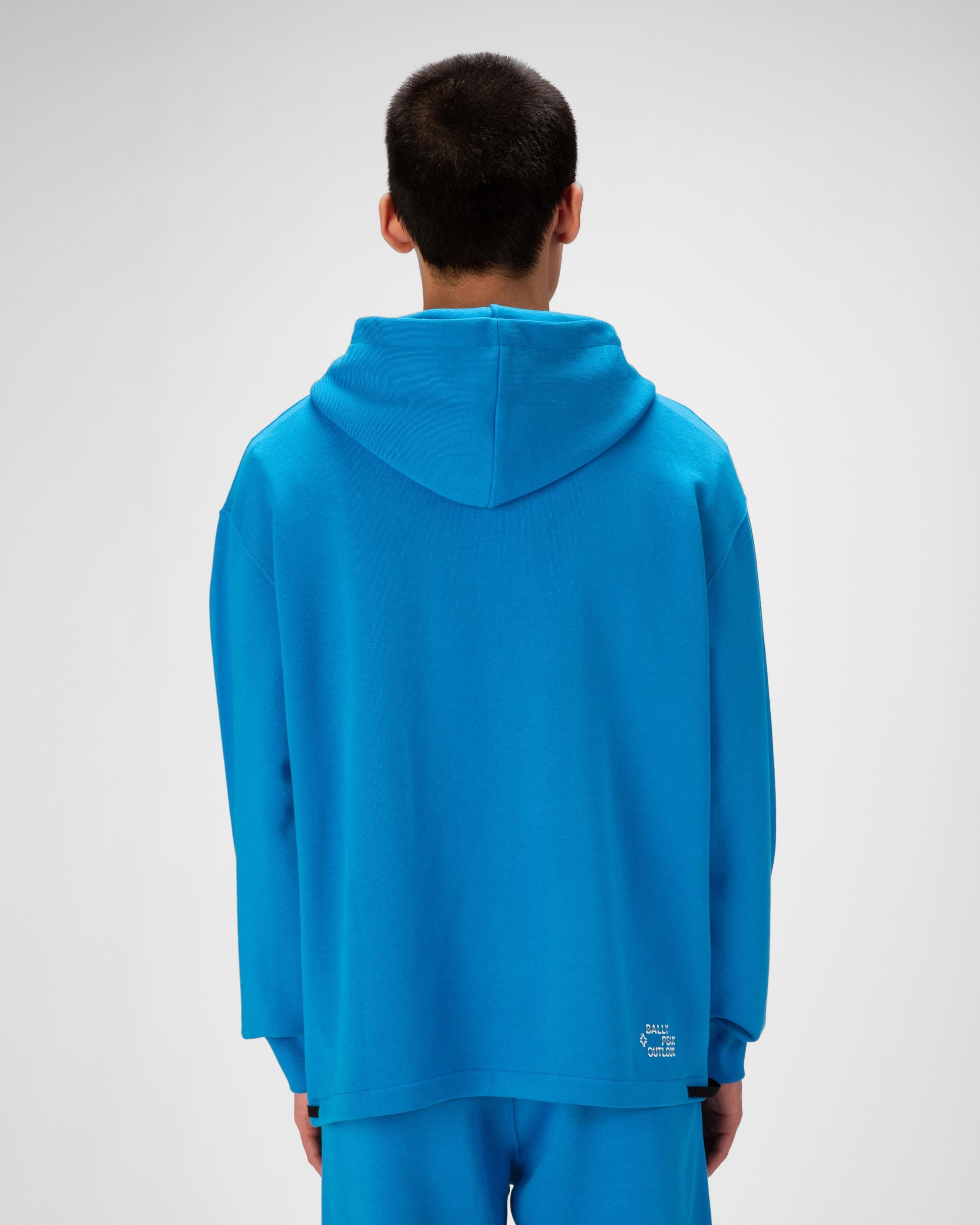 Felpa Con Cappuccio Bally Peak Outlook In Cotone Organico Blu - Uomo - Bally - 04