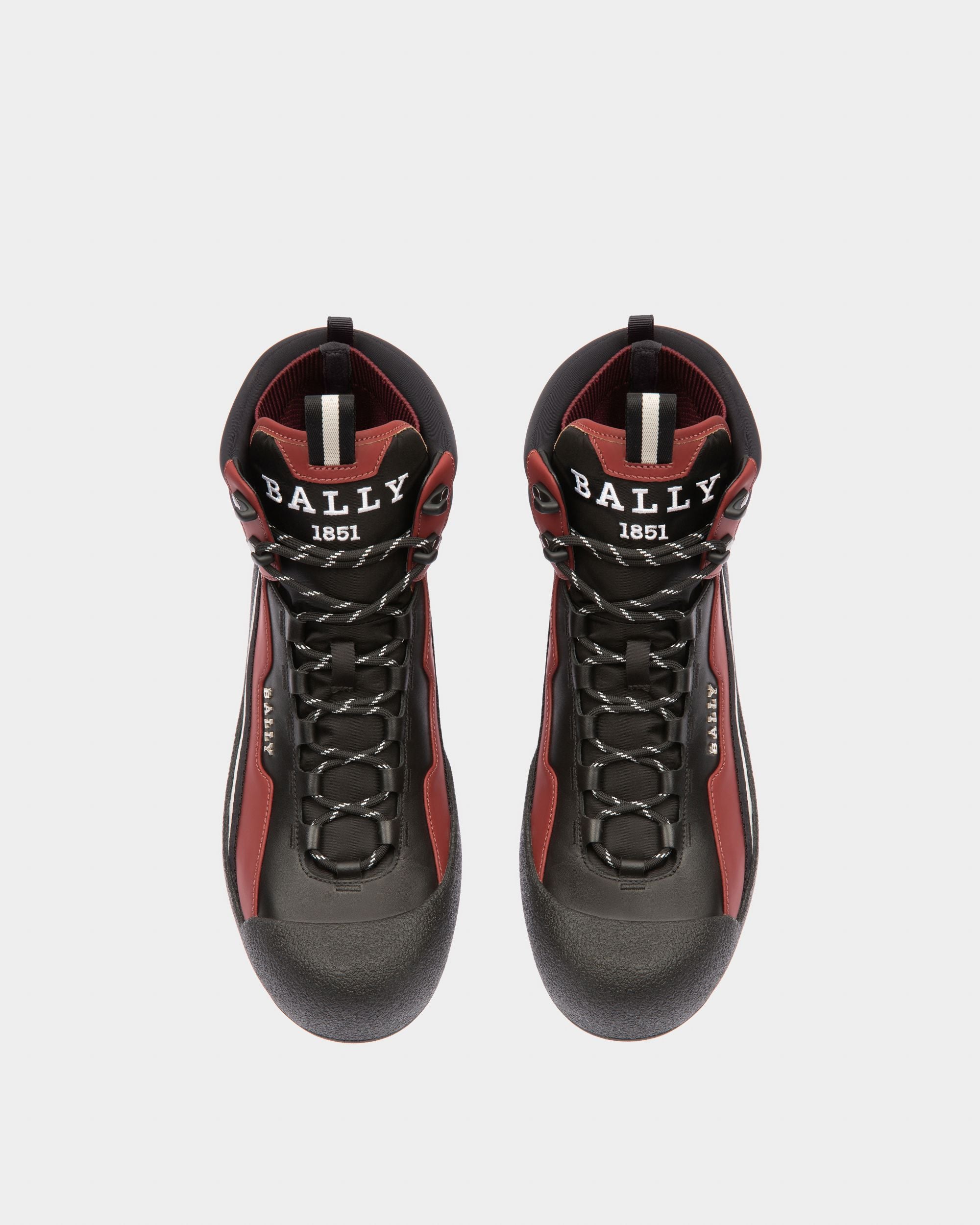 Clyde Sitvali Da Neve In Pelle In Rosso Antico E Nero - Uomo - Bally - 02