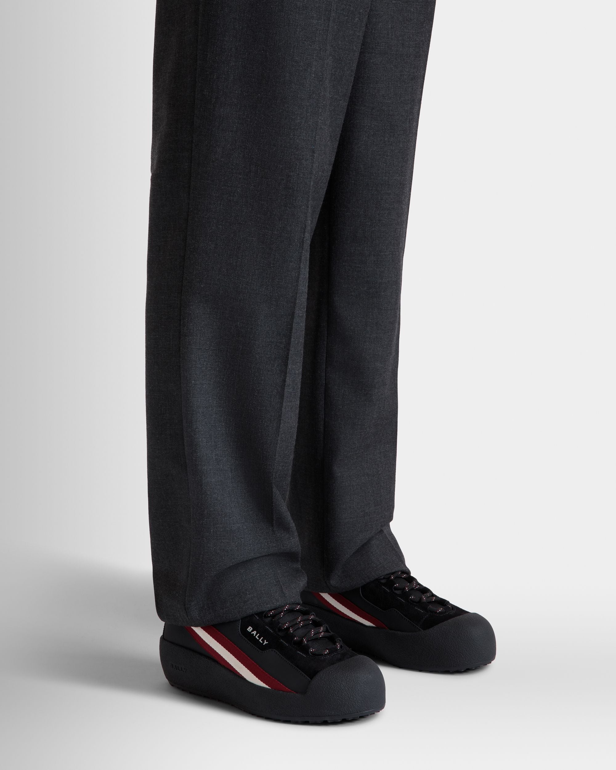 Stivaletto Curling In Pelle Gommata E Tessuto Nero - Uomo - Bally - 02