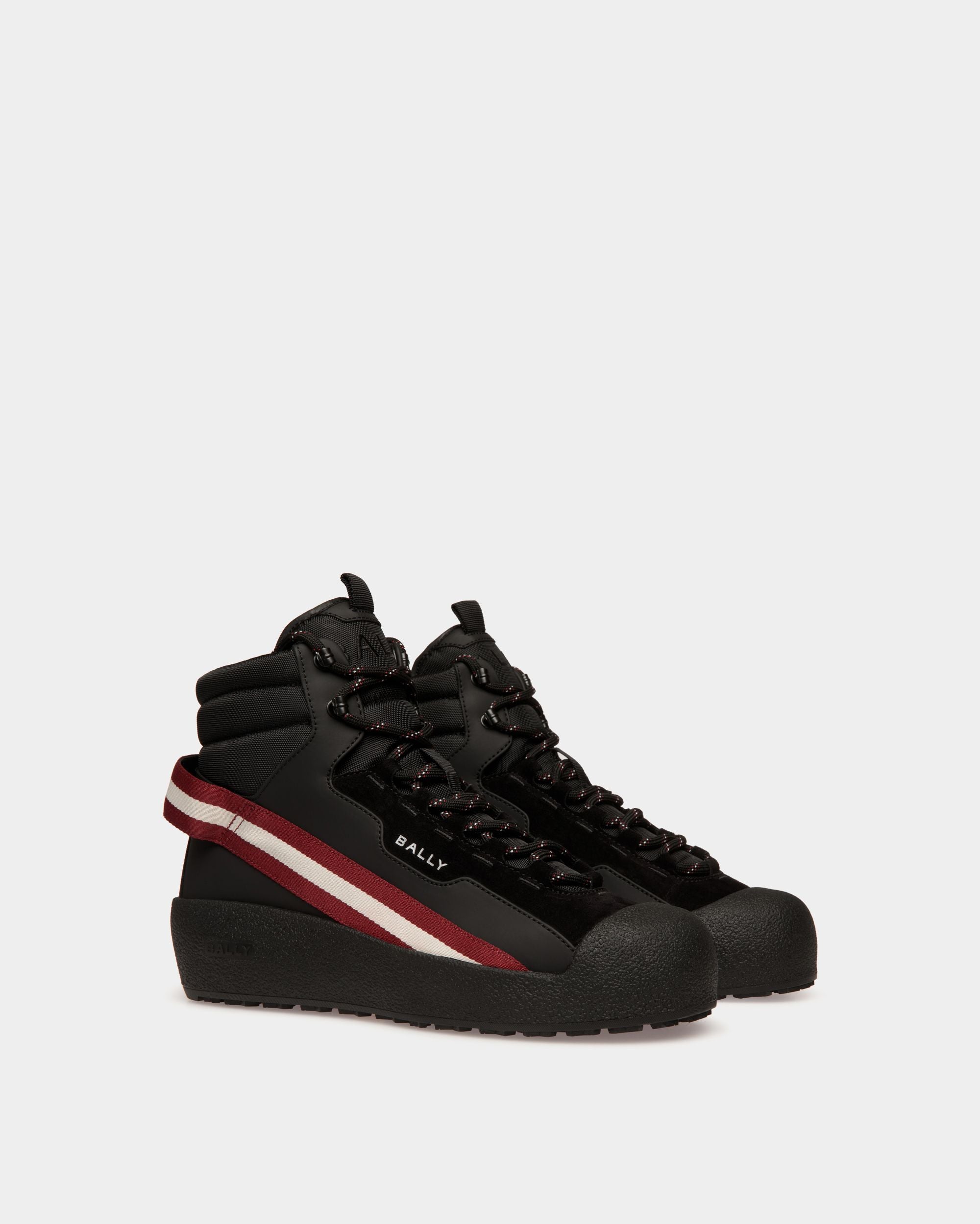Stivaletto Curling In Pelle Gommata E Tessuto Nero - Uomo - Bally - 03