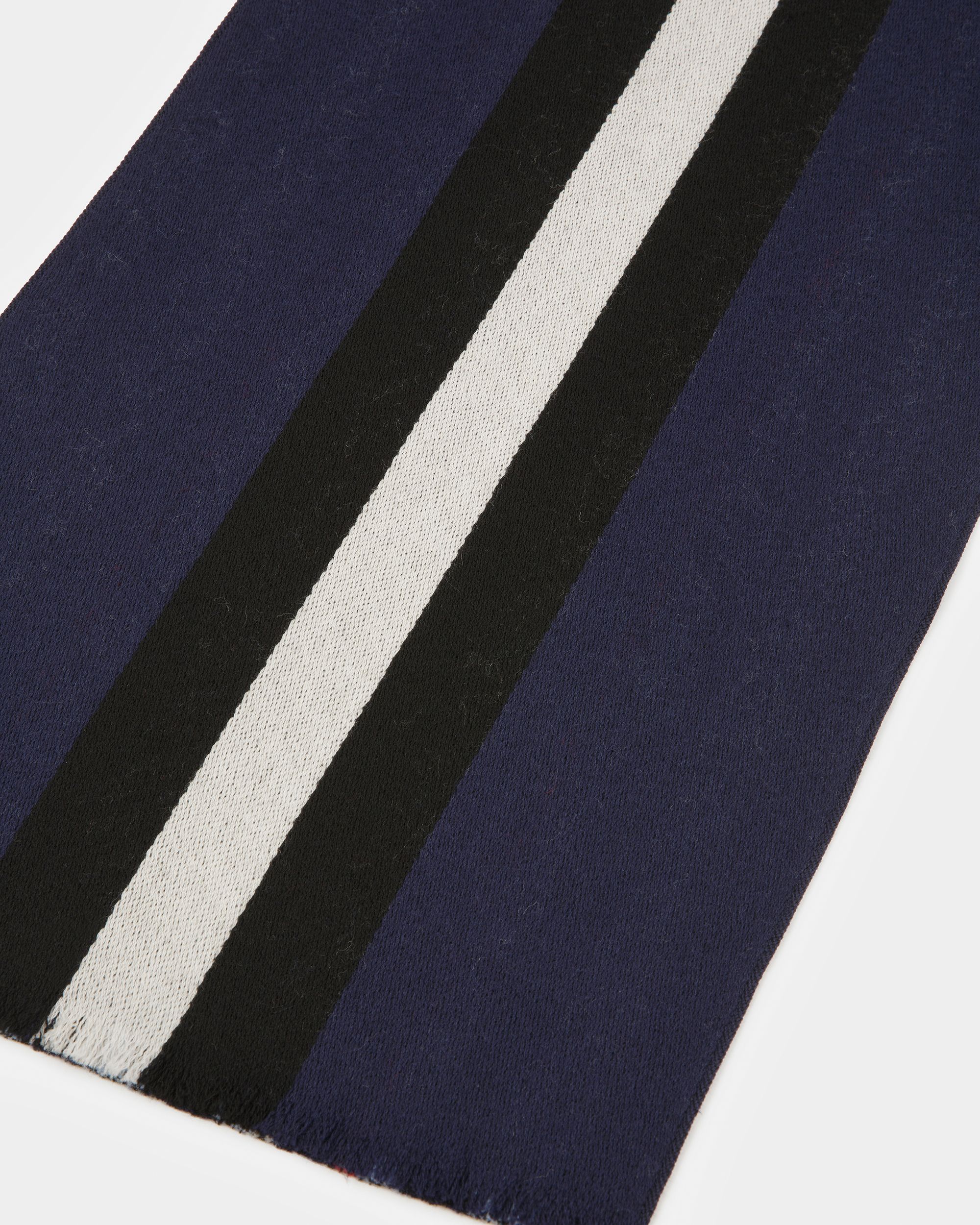 Sciarpa Con Righe A Zigzag In Lana Blu Navy - Uomo - Bally - 02