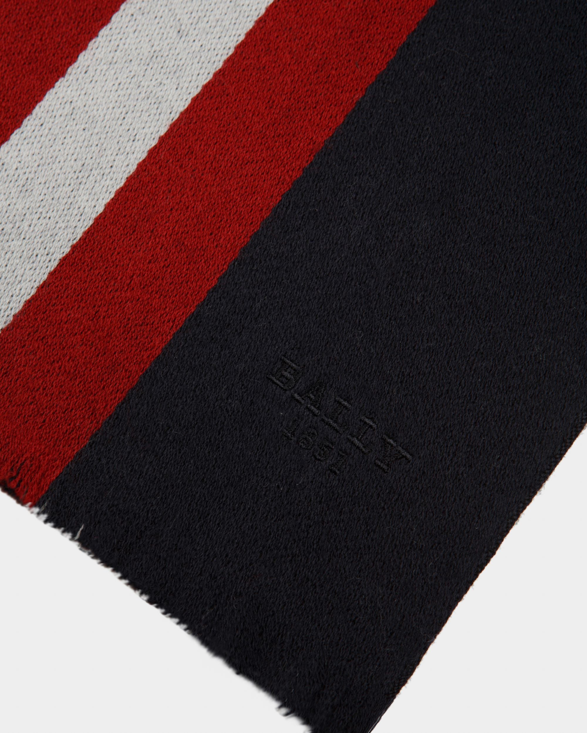 Sciarpa A Spina Di Pesce Bally Stripe In Lana Grigio Scuro - Uomo - Bally - 02