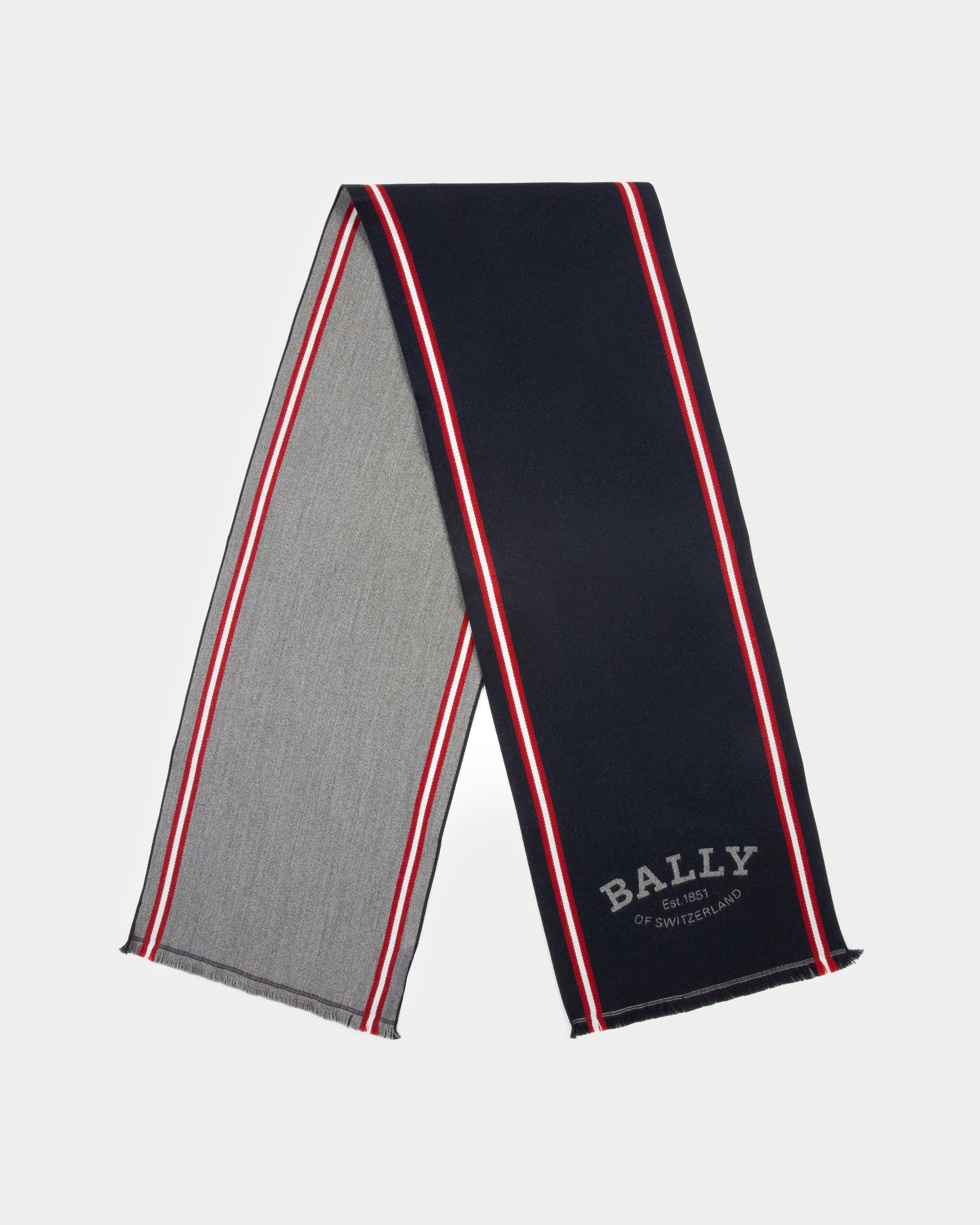 Sciarpa Jacquard In Lana Blu Navy - Uomo - Bally - 01