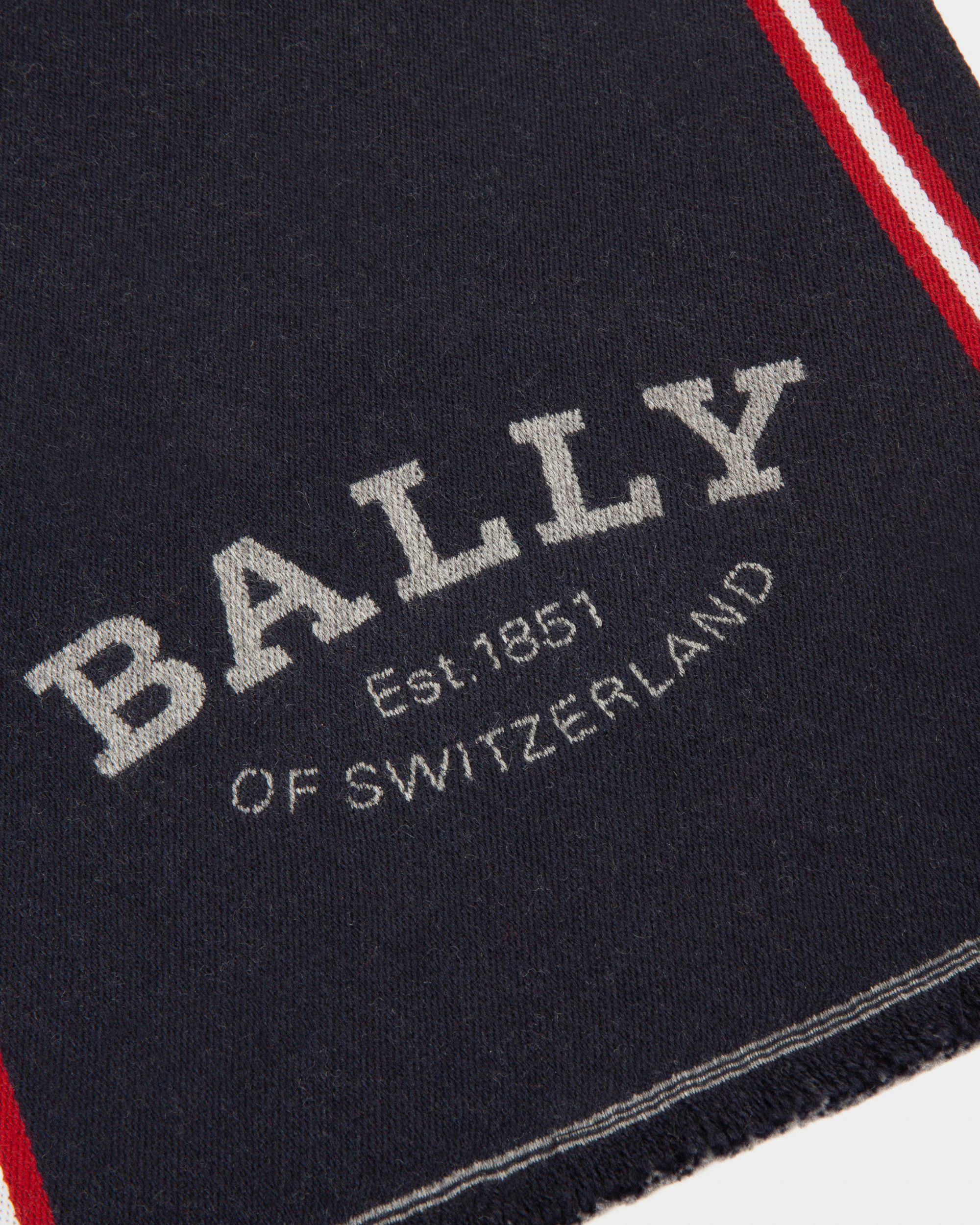 Sciarpa Jacquard In Lana Blu Navy - Uomo - Bally - 02