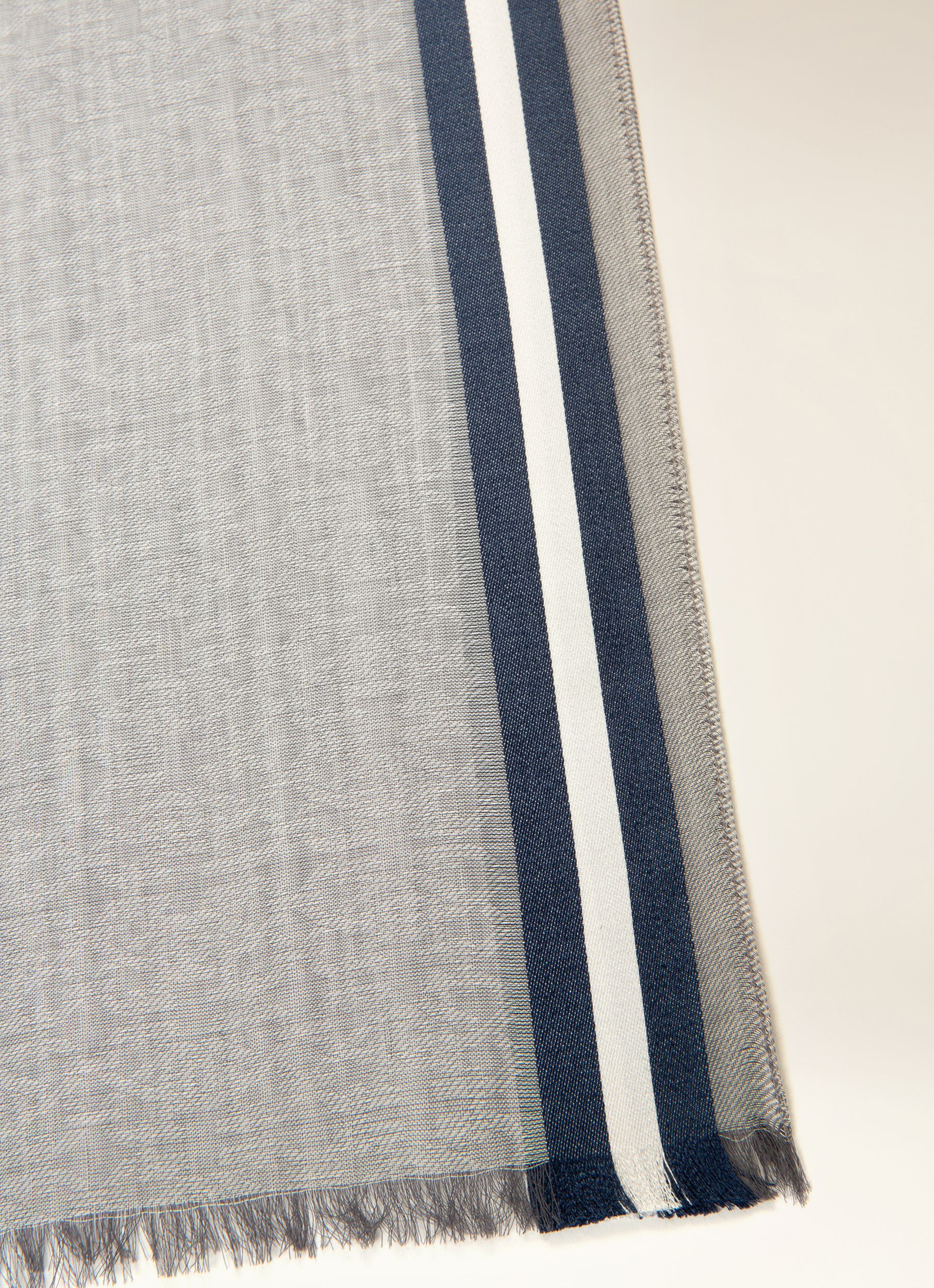 Sciarpa Monogram In Misto Cotone E Seta Grigia - Uomo - Bally - 02