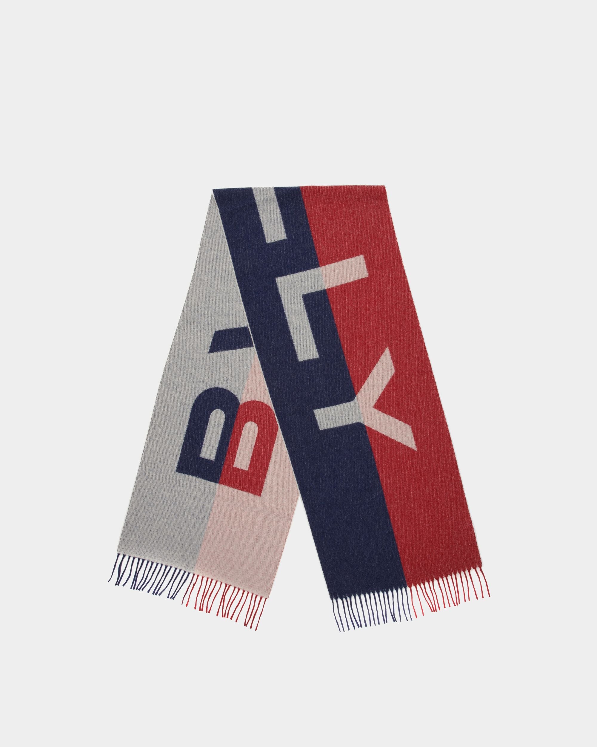 Foulard Con Logo Bicolore In Tessuto Rubino Scuro E Blu Marino - Uomo - Bally - 01
