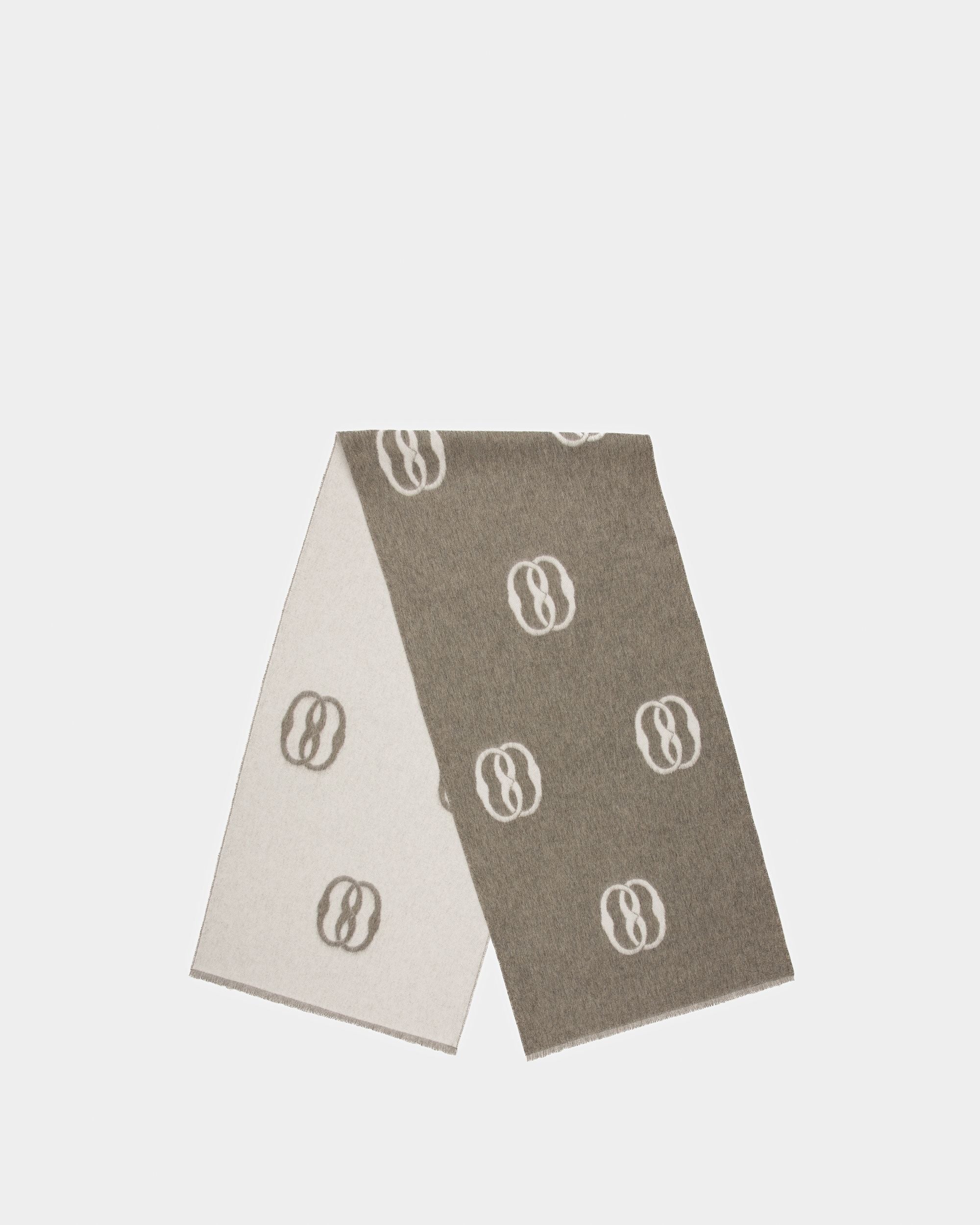 Foulard Emblem In Lana Grigio Scuro E Avorio - Uomo - Bally - 01