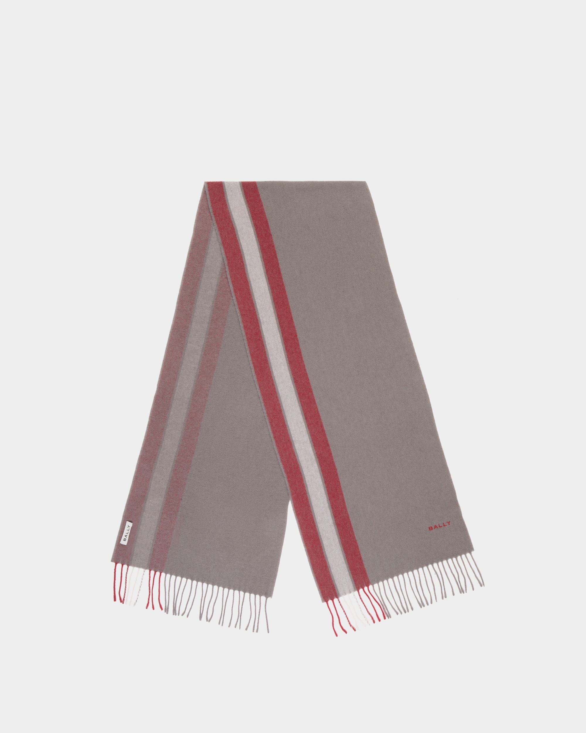 Sciarpa In Misto Cashmere Grigio Scuro Con Dettaglio Bally Ribbon - Uomo - Bally - 01