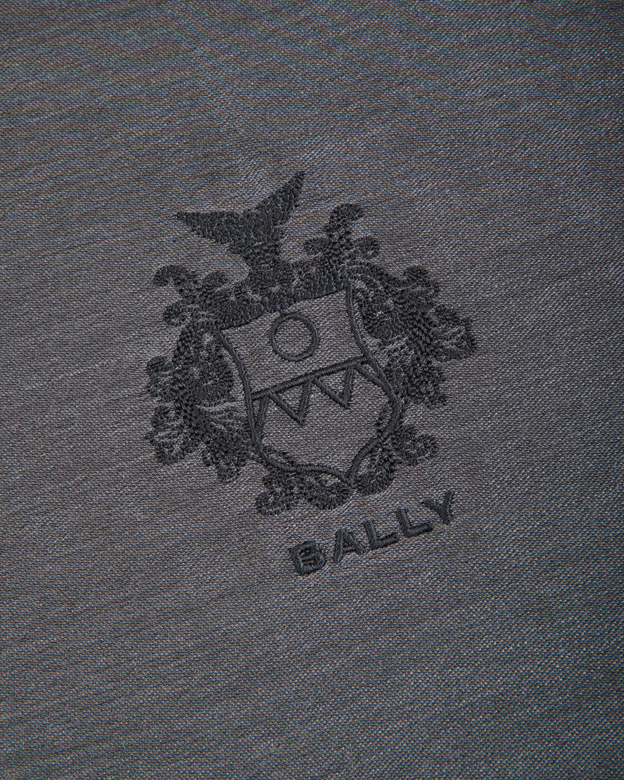 Sciarpa In Cashmere E Seta Grigio Scuro Con Stemma Bally Crest - Uomo - Bally - 03