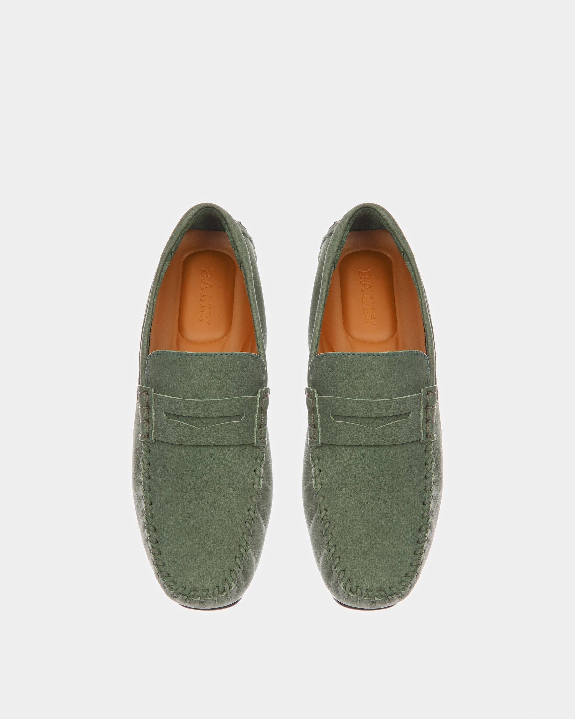 Pier Scarpe Da Guida In Pelle Verde Salvia - Uomo - Bally - 02