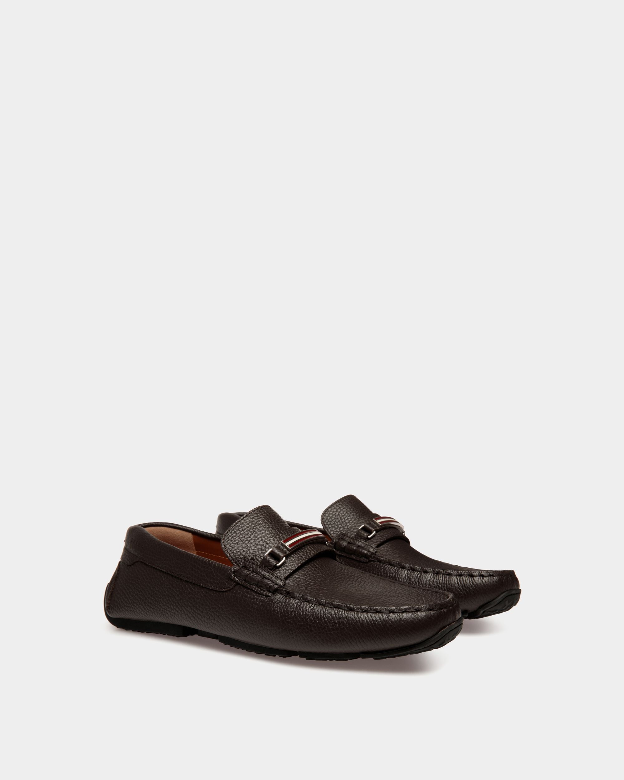 Driver Pilot In Pelle Granata Color Ebano - Uomo - Bally - 02