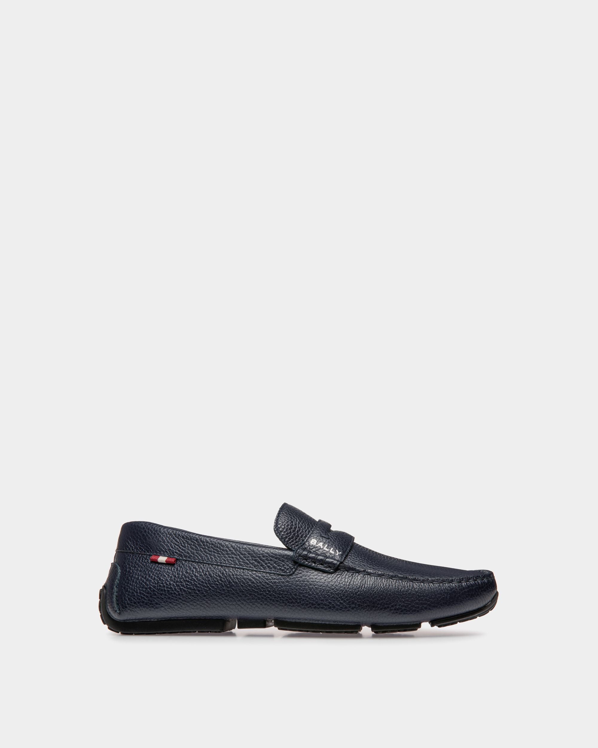 Driver Pilot In Pelle Zigrinata Navy Blue - Uomo - Bally - 01