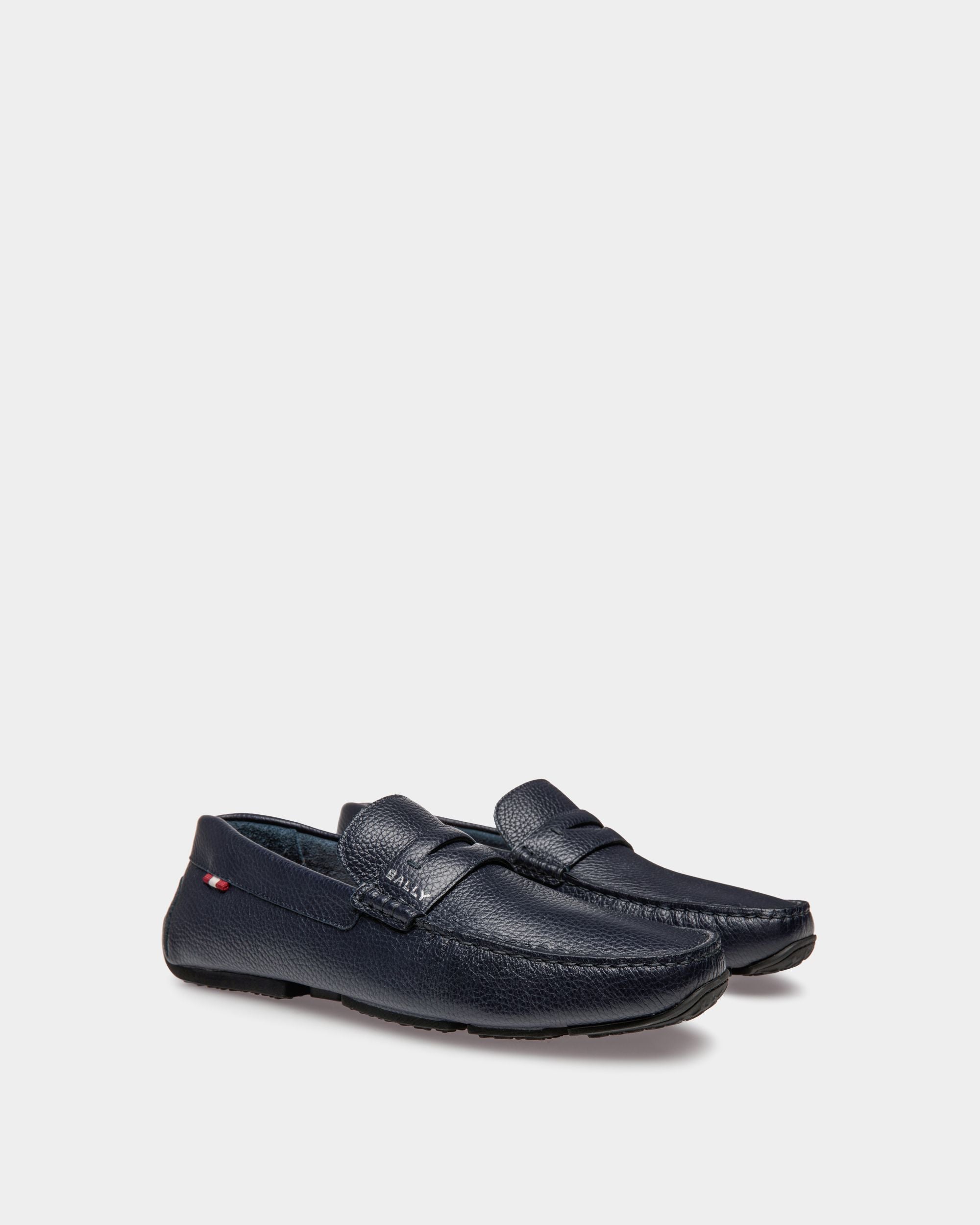 Driver Pilot In Pelle Zigrinata Navy Blue - Uomo - Bally - 02