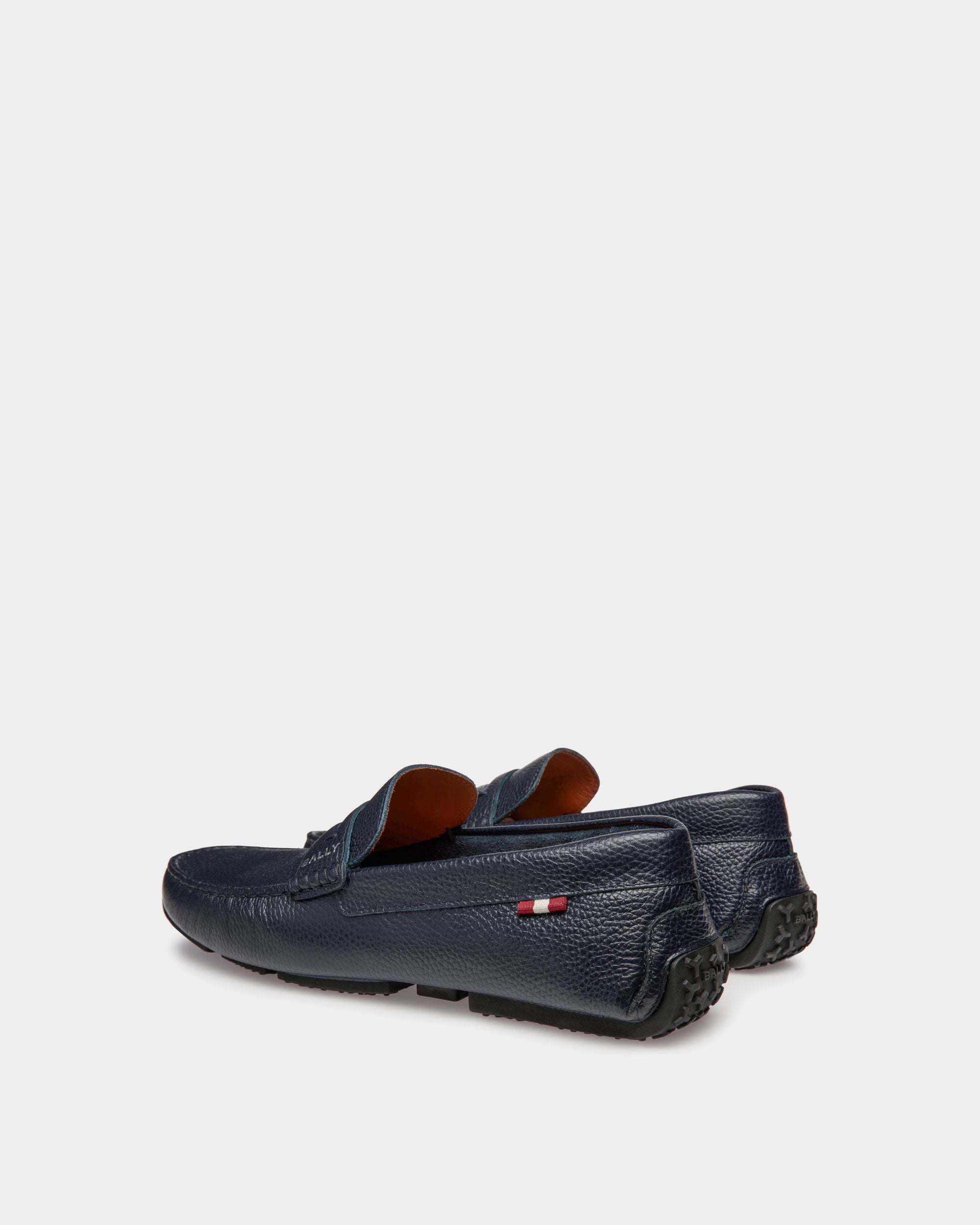 Driver Pilot In Pelle Zigrinata Navy Blue - Uomo - Bally - 03