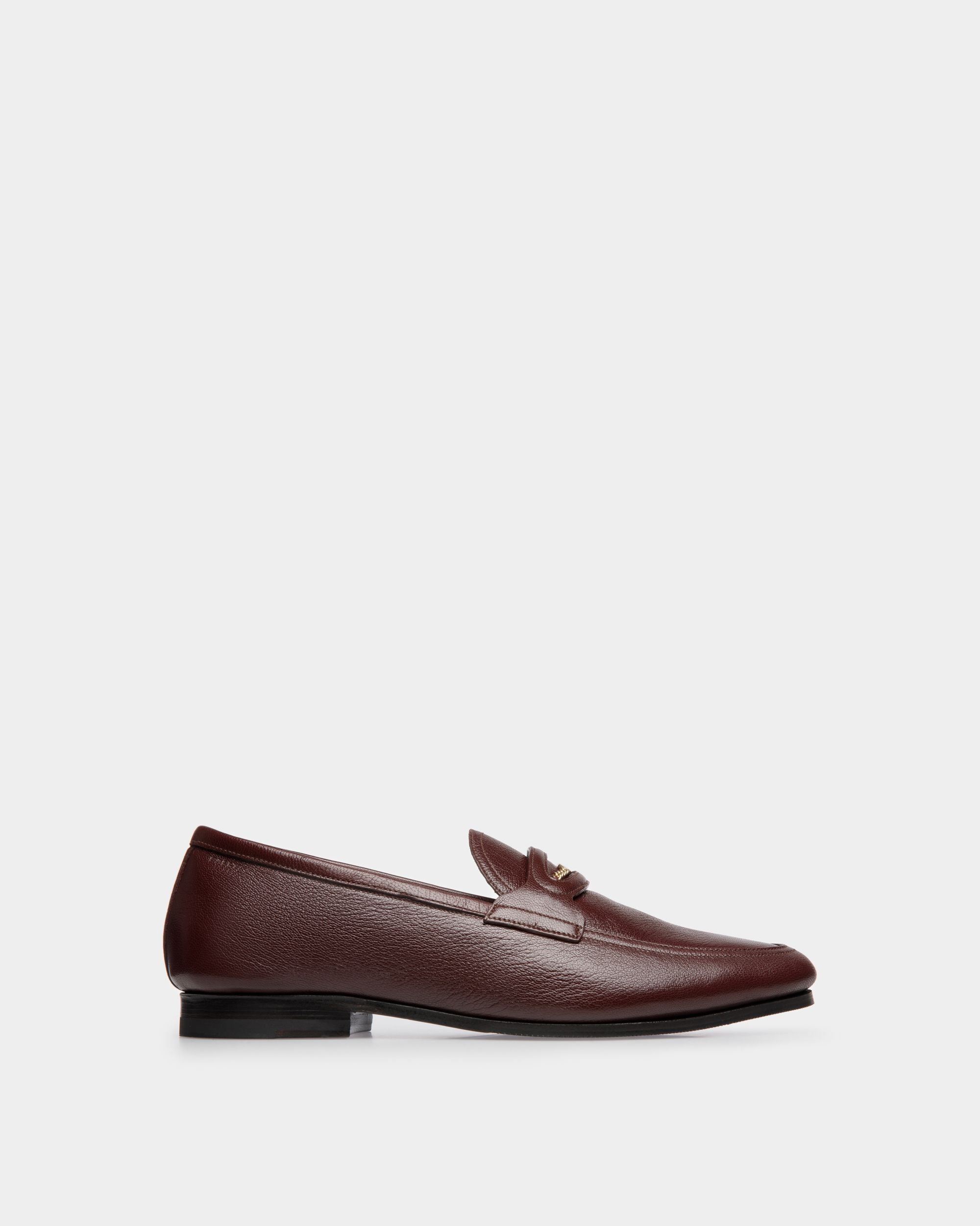 Mocassino Plume In Pelle Zigrinata Color Castagna - Uomo - Bally - 01