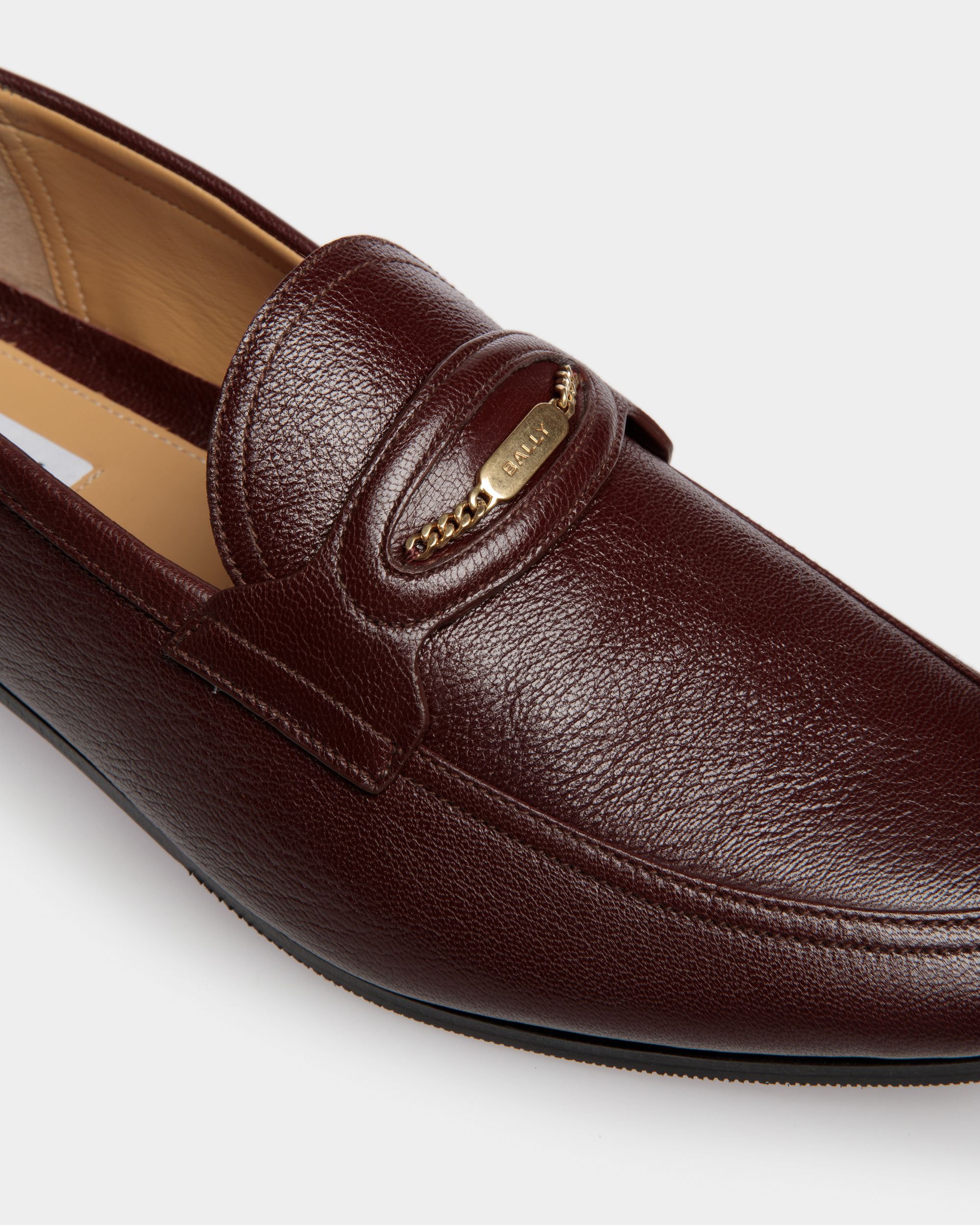 Mocassino Plume In Pelle Zigrinata Color Castagna - Uomo - Bally - 04