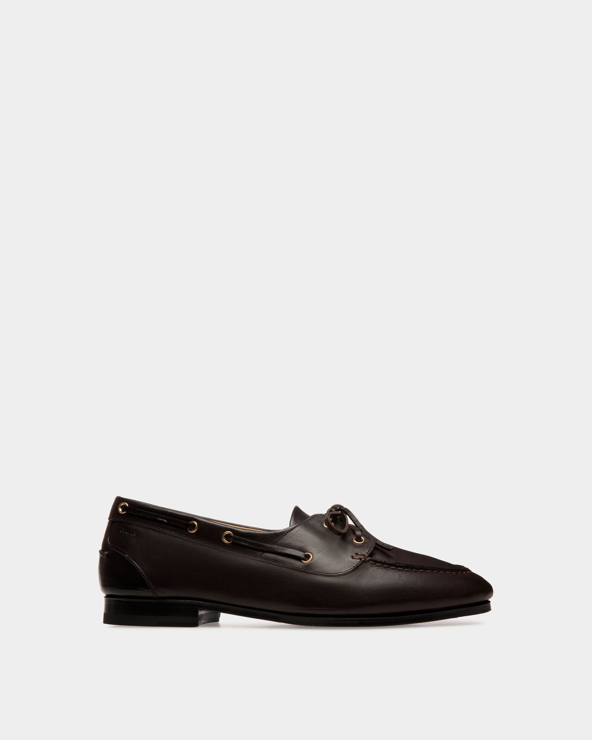 Mocassino Plume In Pelle Marrone Scuro - Uomo - Bally - 01