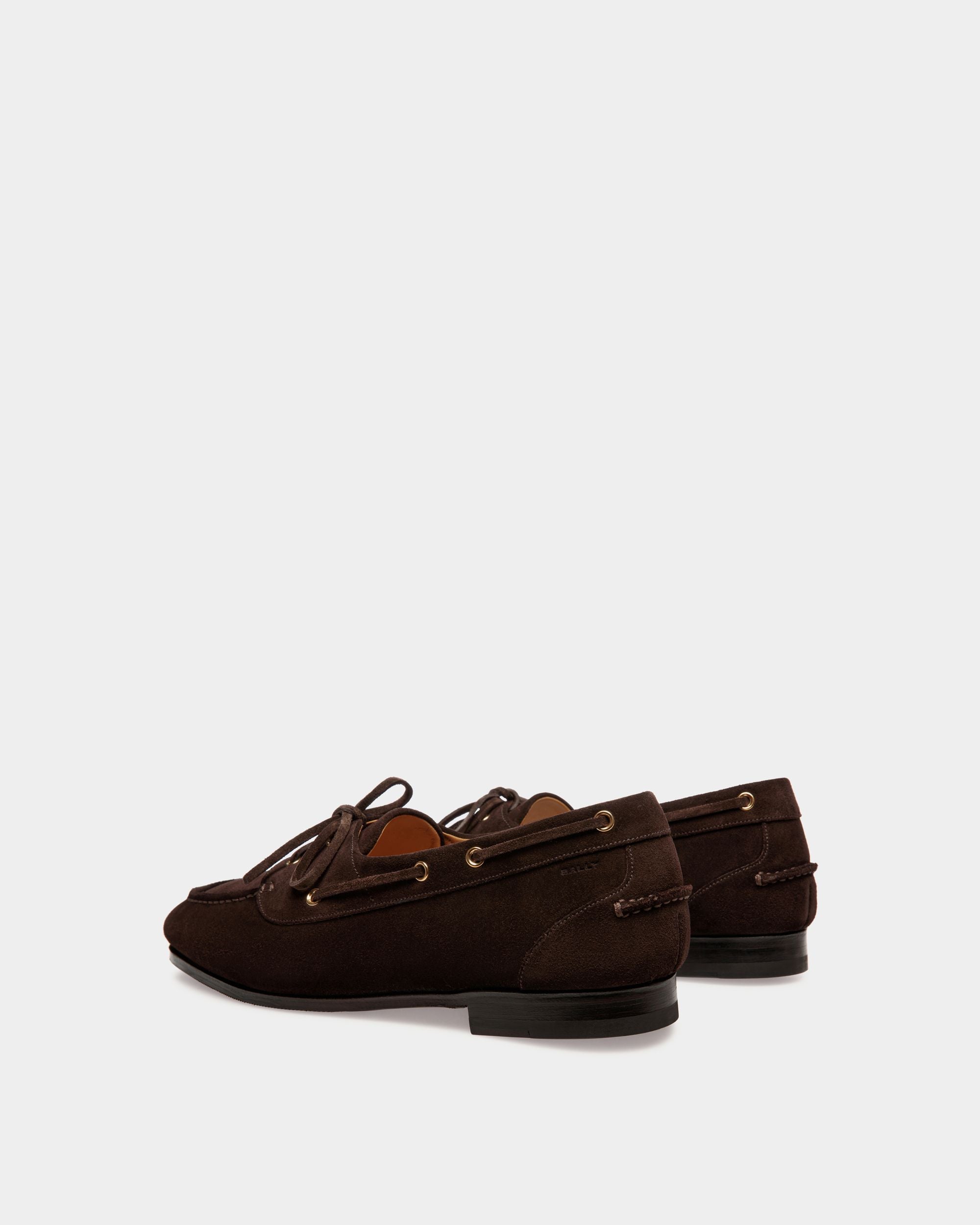 Mocassino Plume In Pelle Scamosciata Marrone Scuro - Uomo - Bally - 03