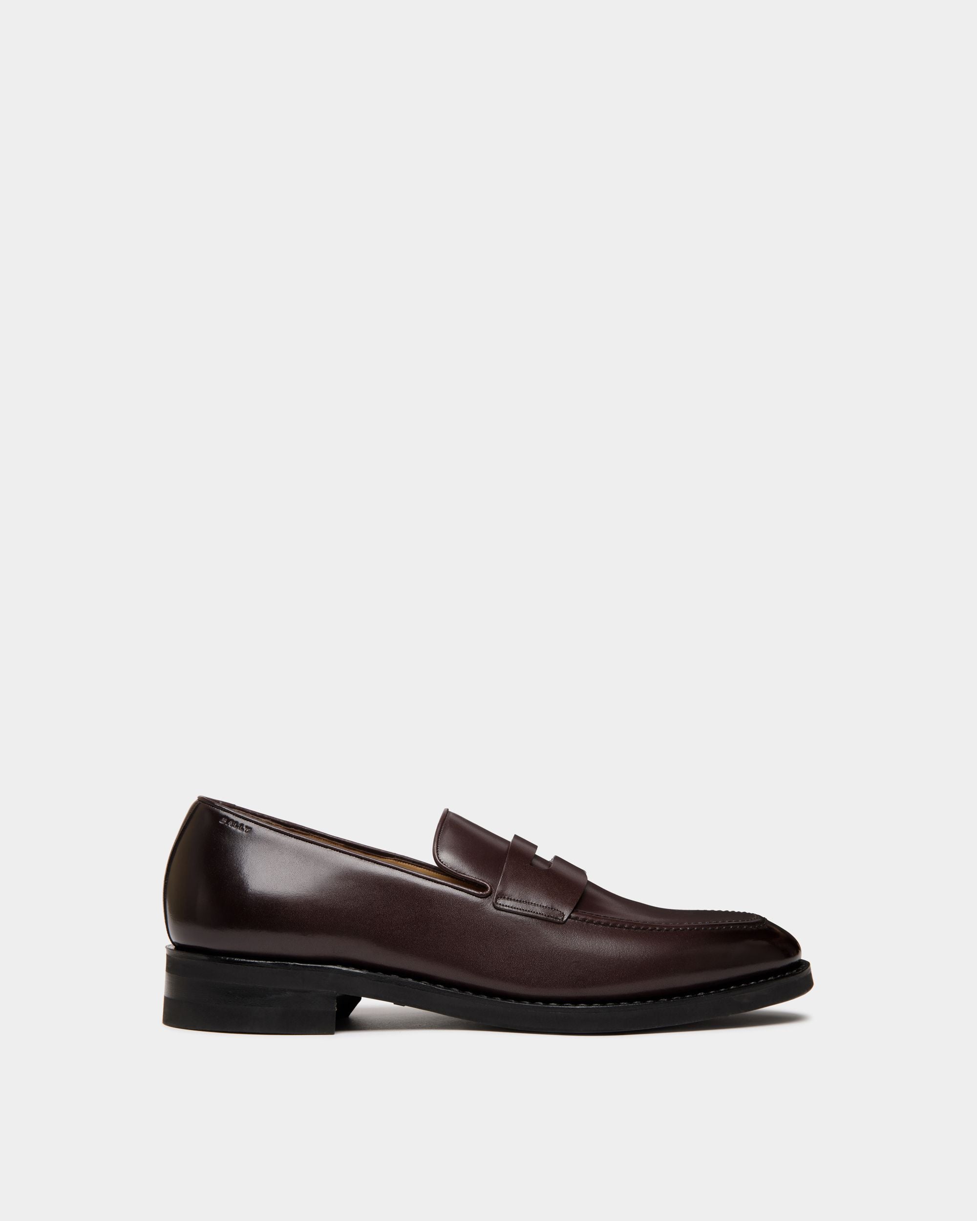 Mocassino Scribe Un In Pelle Bordeaux Scuro - Uomo - Bally - 01