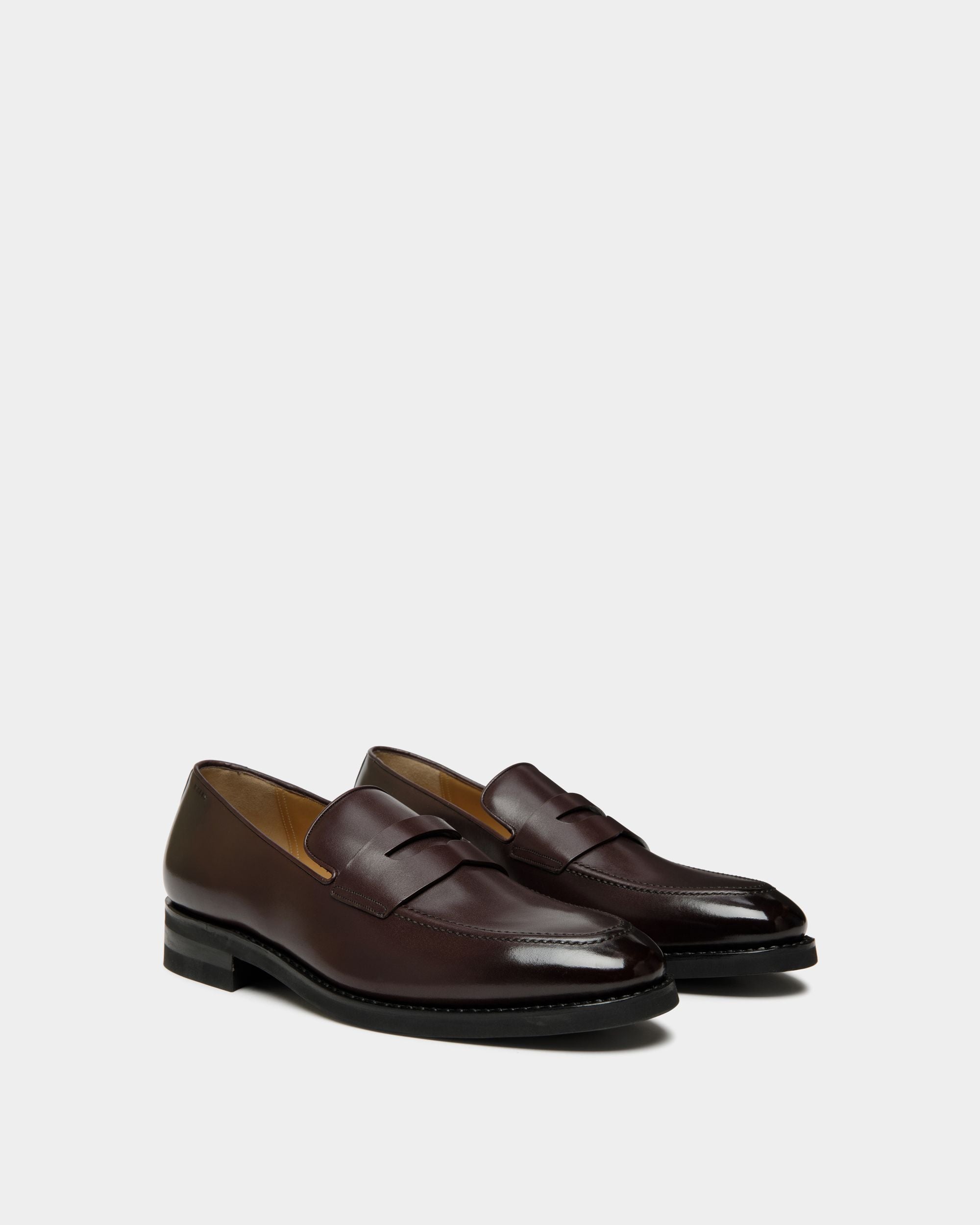 Mocassino Scribe Un In Pelle Bordeaux Scuro - Uomo - Bally - 03