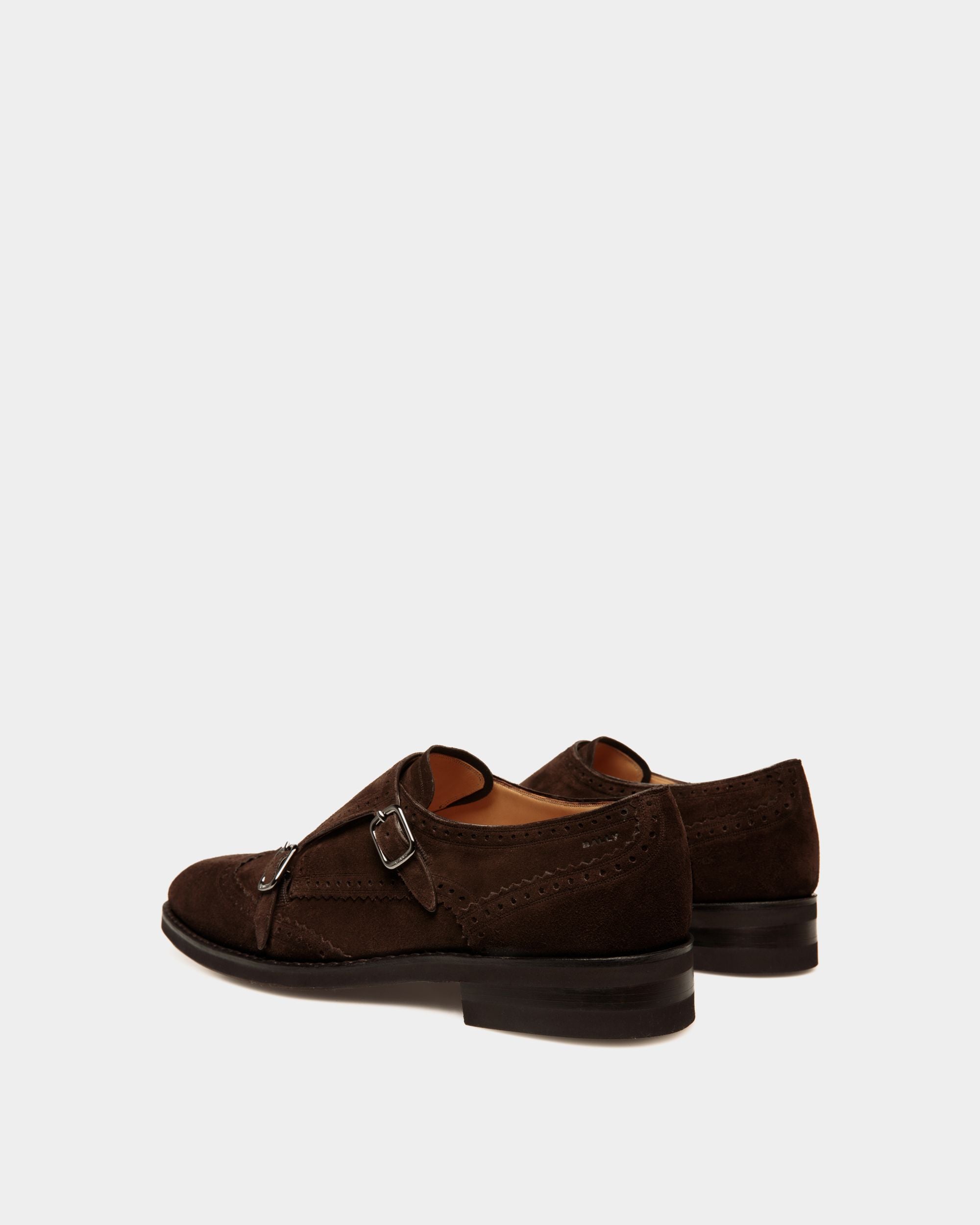 Scarpa Monk-Strap Scribe Un In Pelle Scamosciata Color Ebano - Uomo - Bally - 04