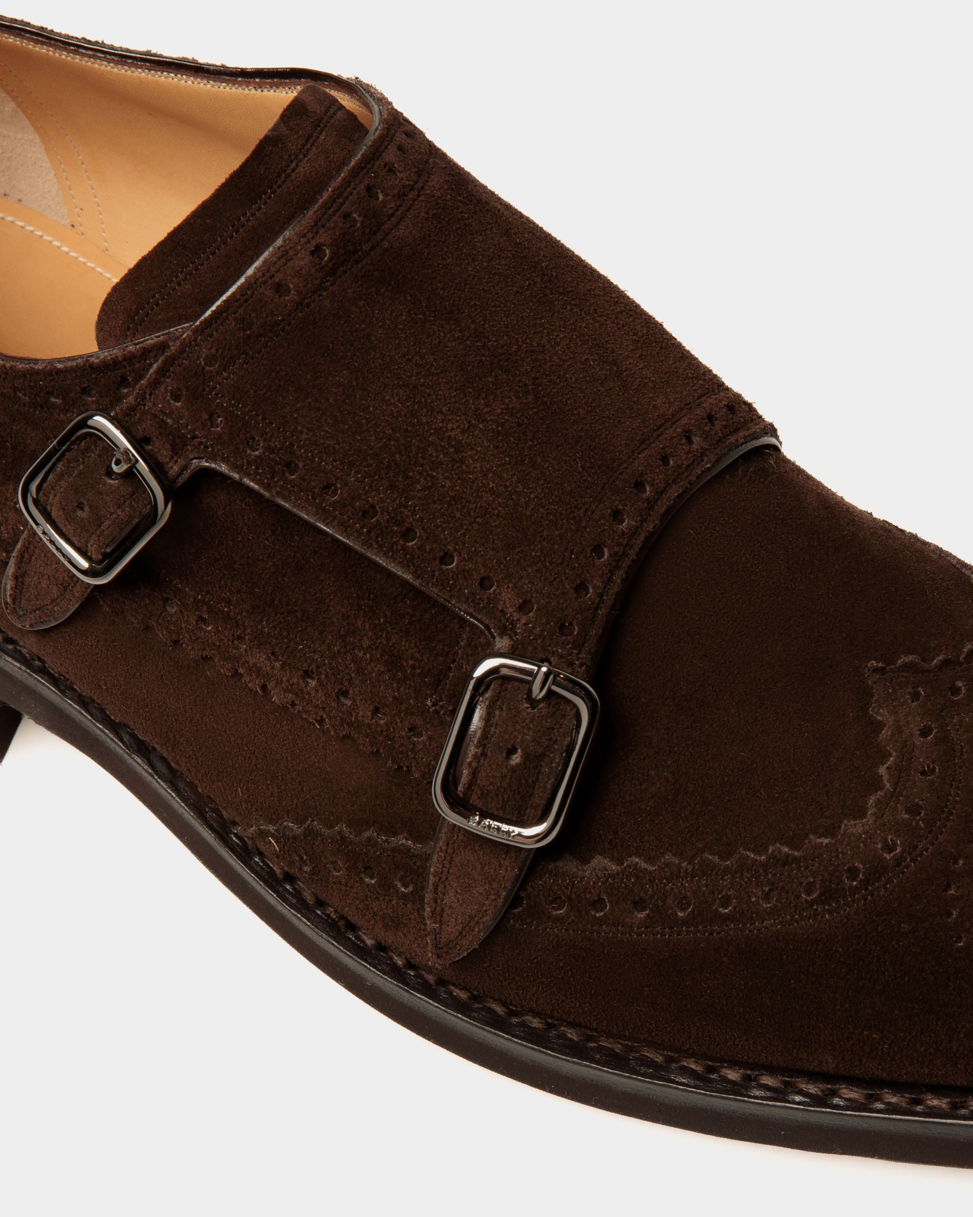Scarpa Monk-Strap Scribe Un In Pelle Scamosciata Color Ebano - Uomo - Bally - 05