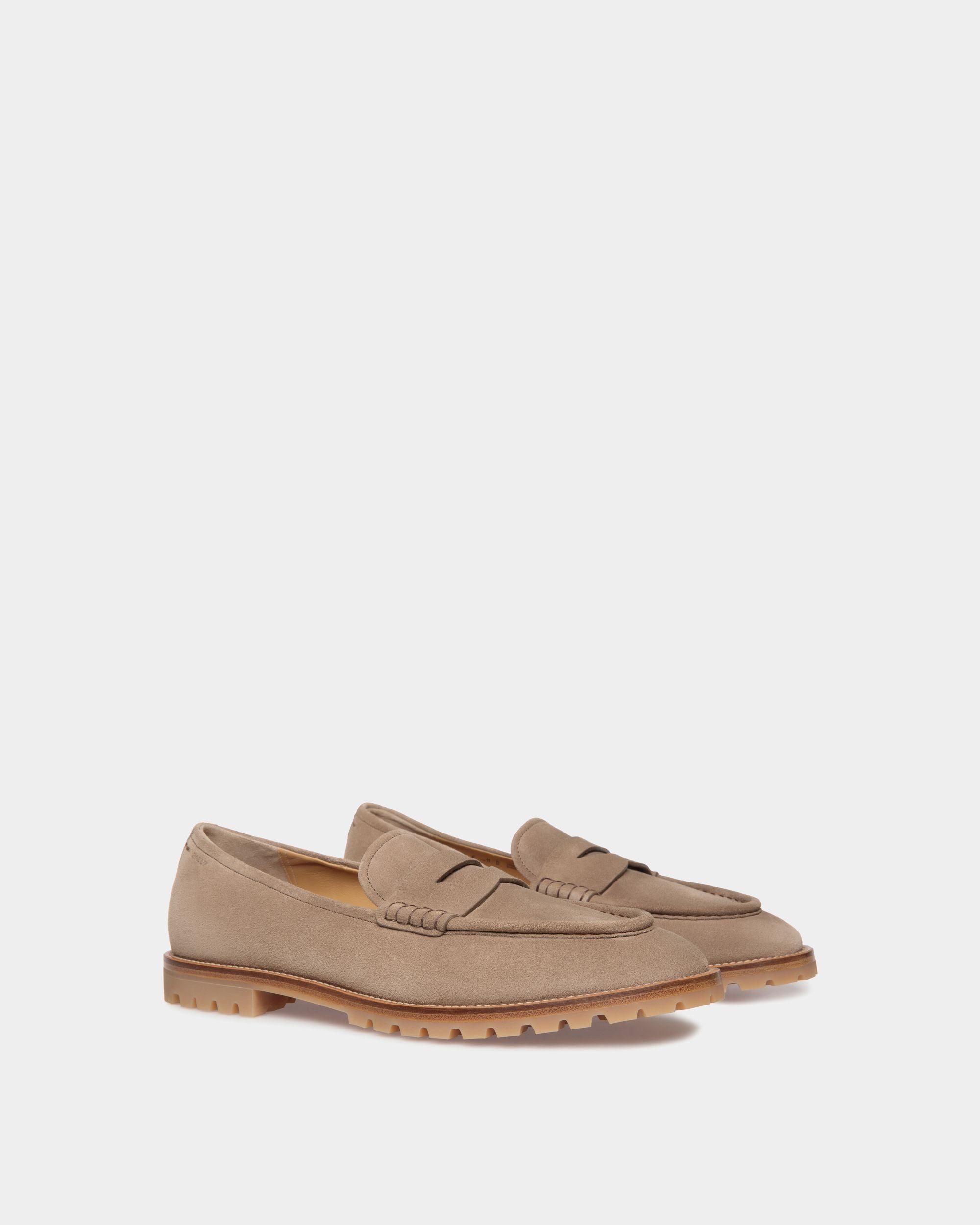 Mocassino Solaria In Pelle Scamosciata Grigio Talpa - Uomo - Bally - 03