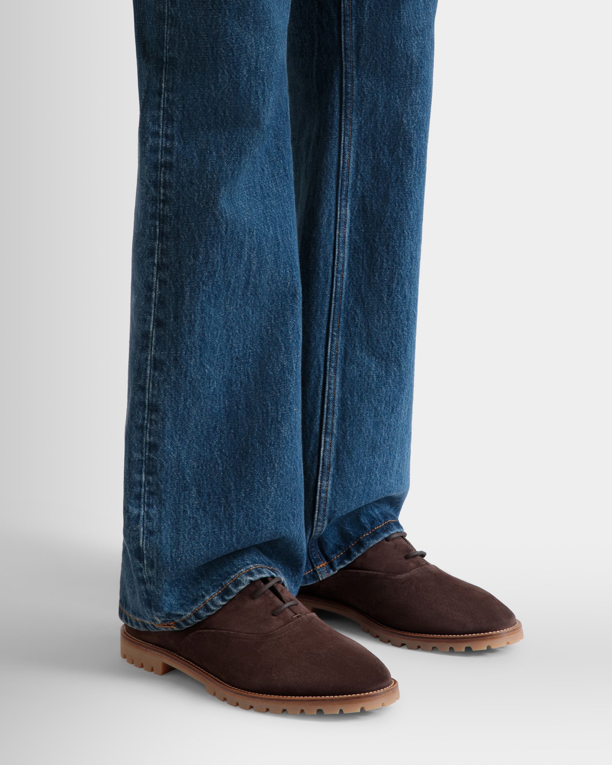 Scarpa Oxford Solaria In Pelle Scamosciata Color Ebano - Uomo - Bally - 02