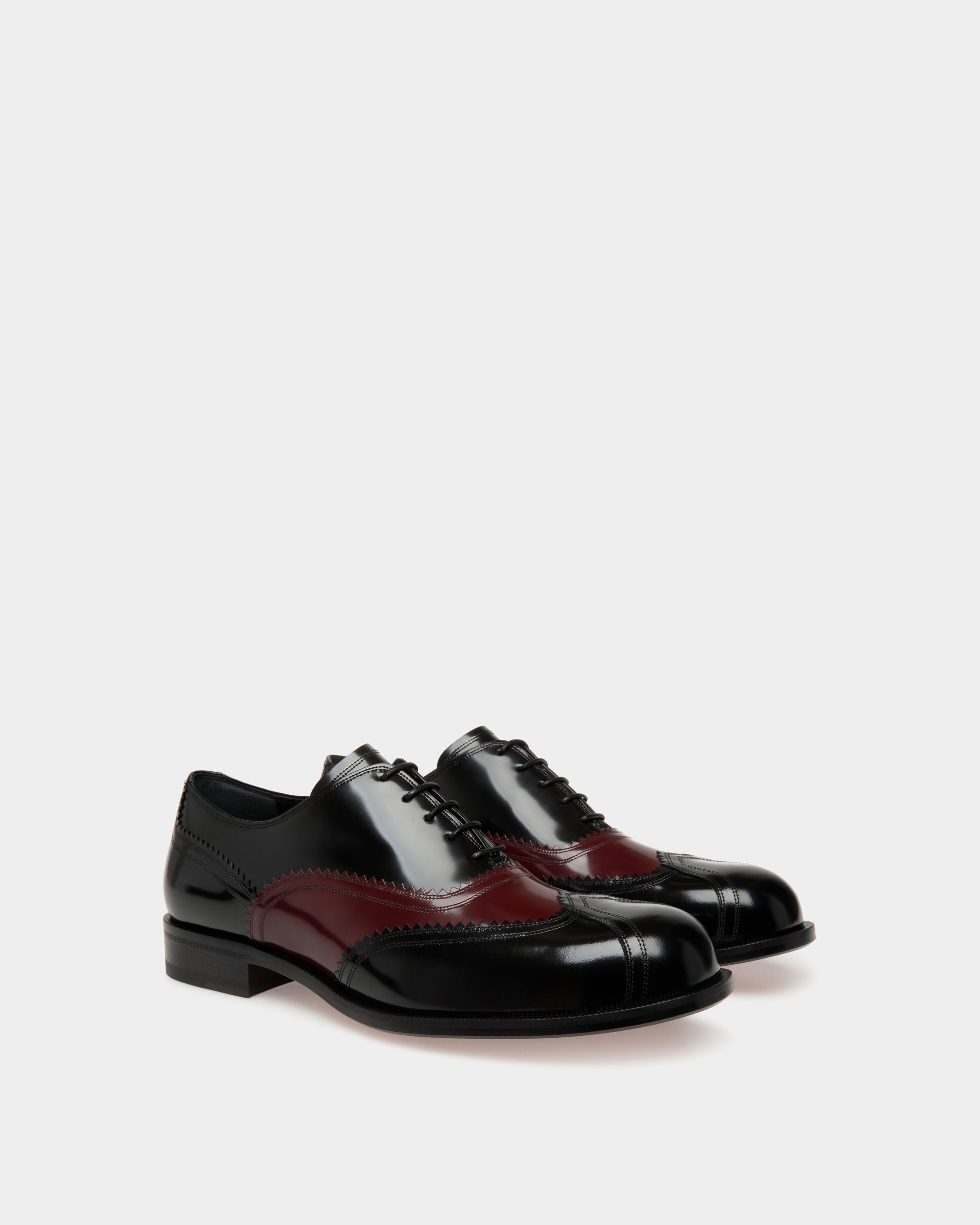 Scarpa Oxford Spiegel In Pelle Nera E Bordeaux Scuro - Uomo - Bally - 02
