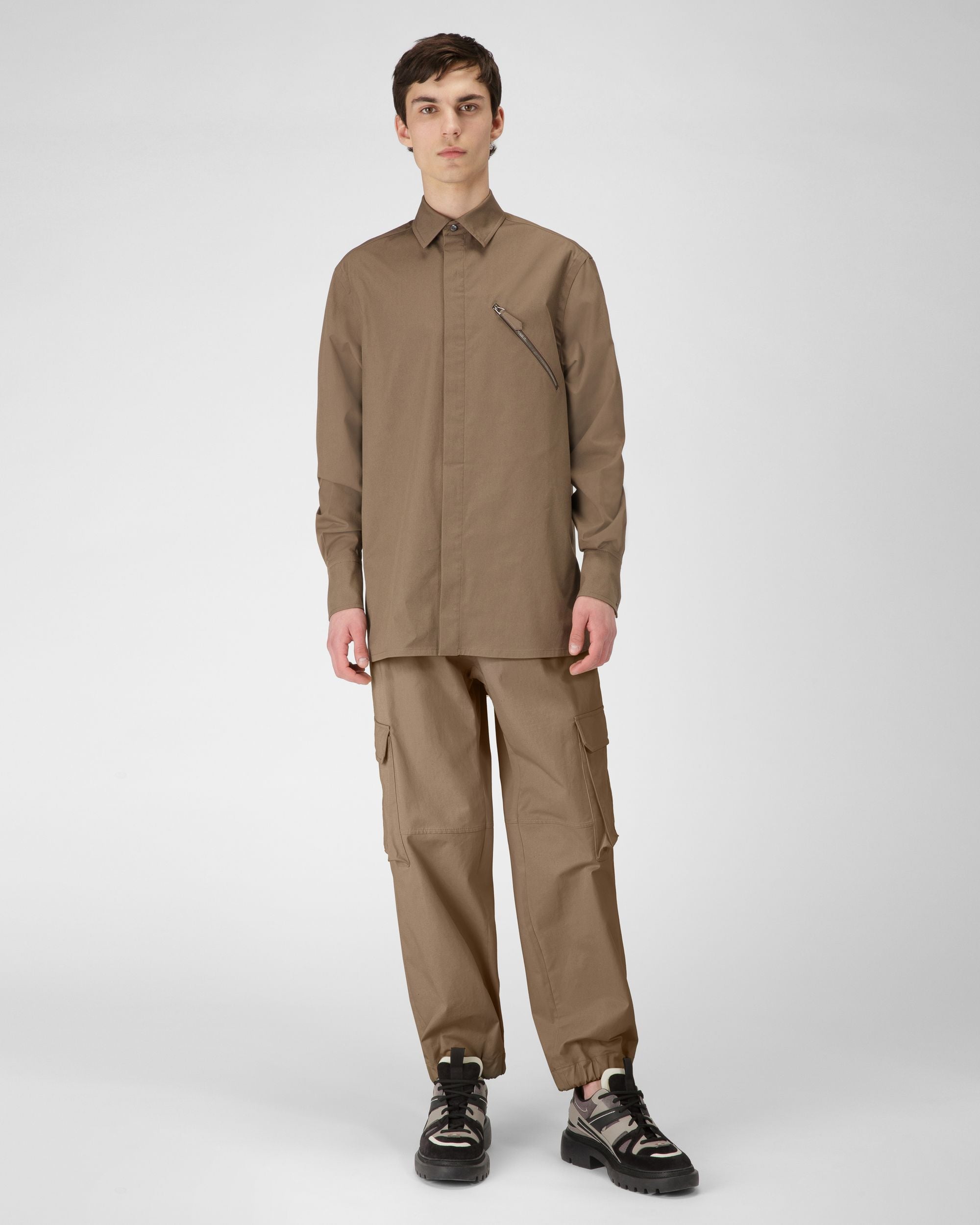 Camicia Con Dettaglio Tasca In Cotone Color Tortora - Uomo - Bally - 05