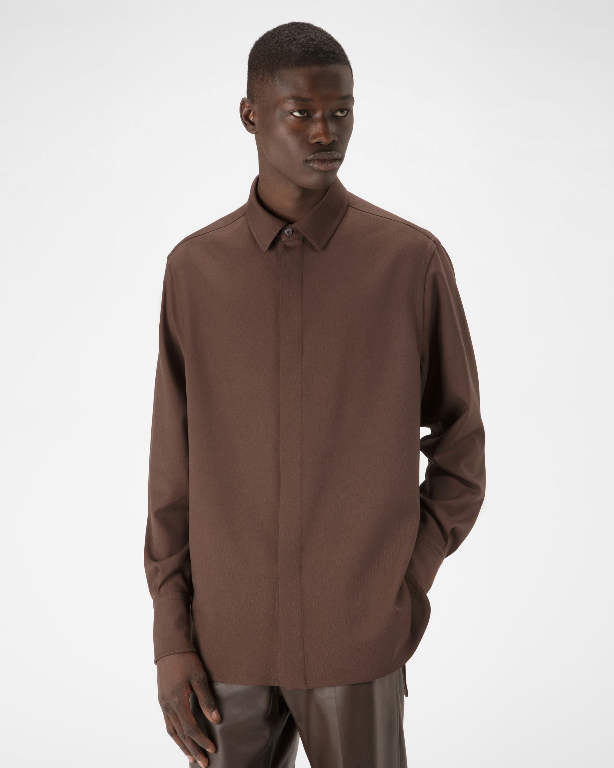 Camicia Di Lana In Marrone Scuro - Uomo - Bally - 01