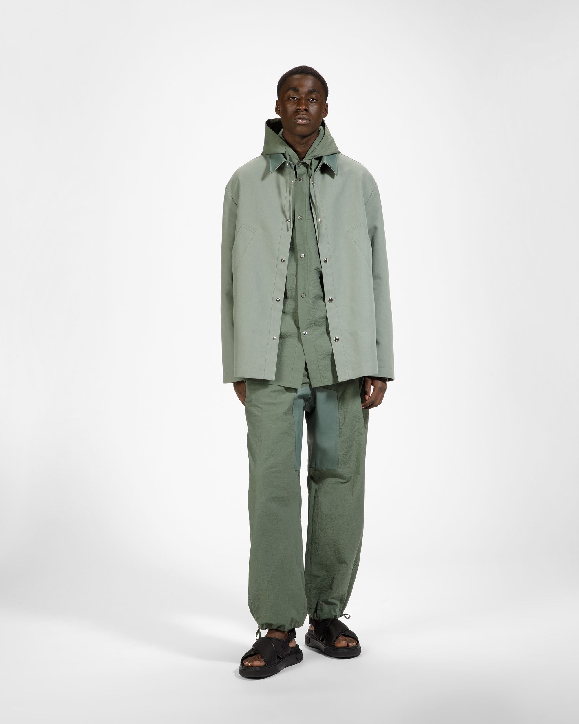 Giacca-Camicia Con Cappuccio In Cotone E Nylon Verde Salvia - Uomo - Bally - 04