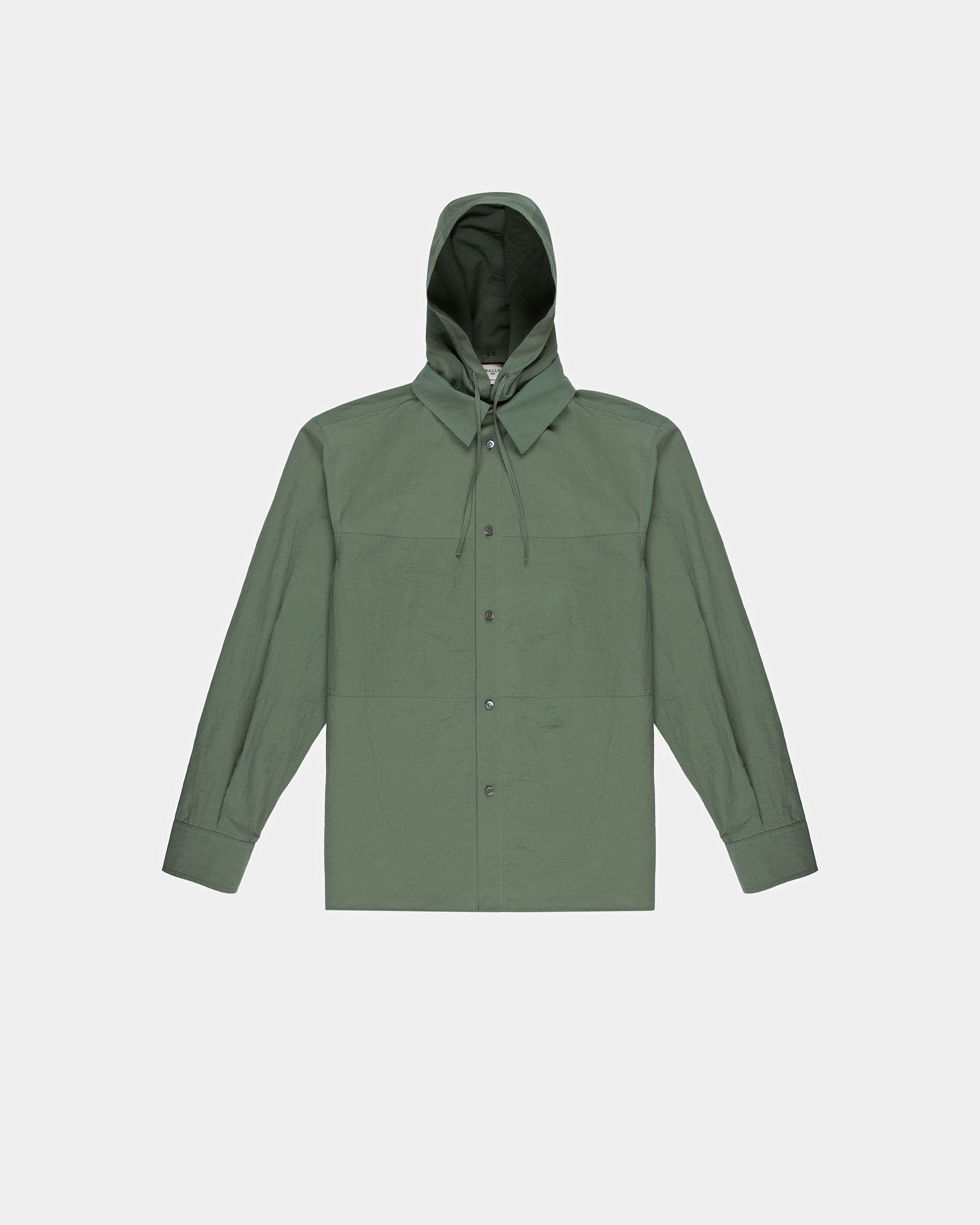 Giacca-Camicia Con Cappuccio In Cotone E Nylon Verde Salvia - Uomo - Bally - 05
