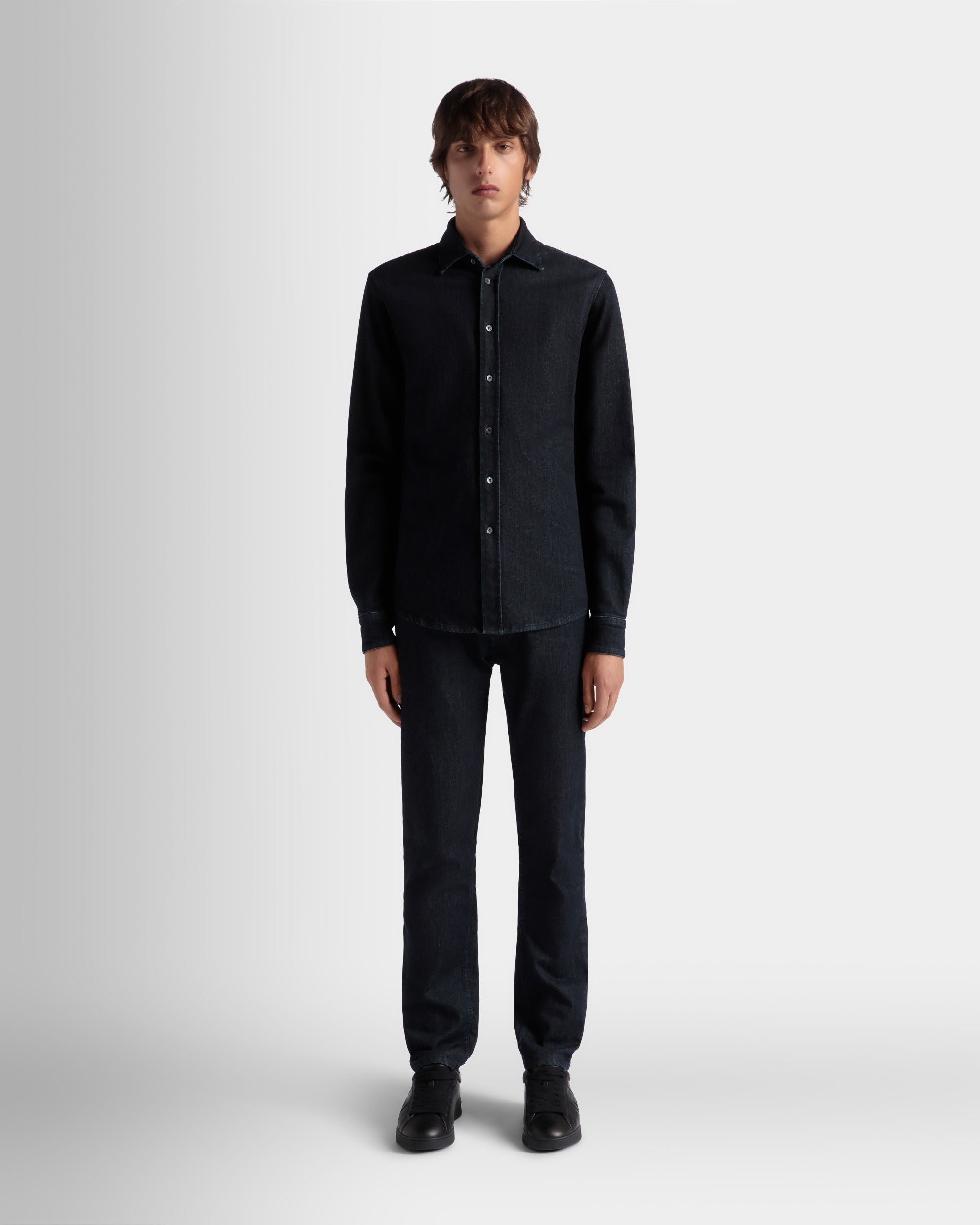 Camicia Adrien Brody Travel Collection A Maniche Lunghe In Misto Cotone Navy Blue - Uomo - Bally - 02