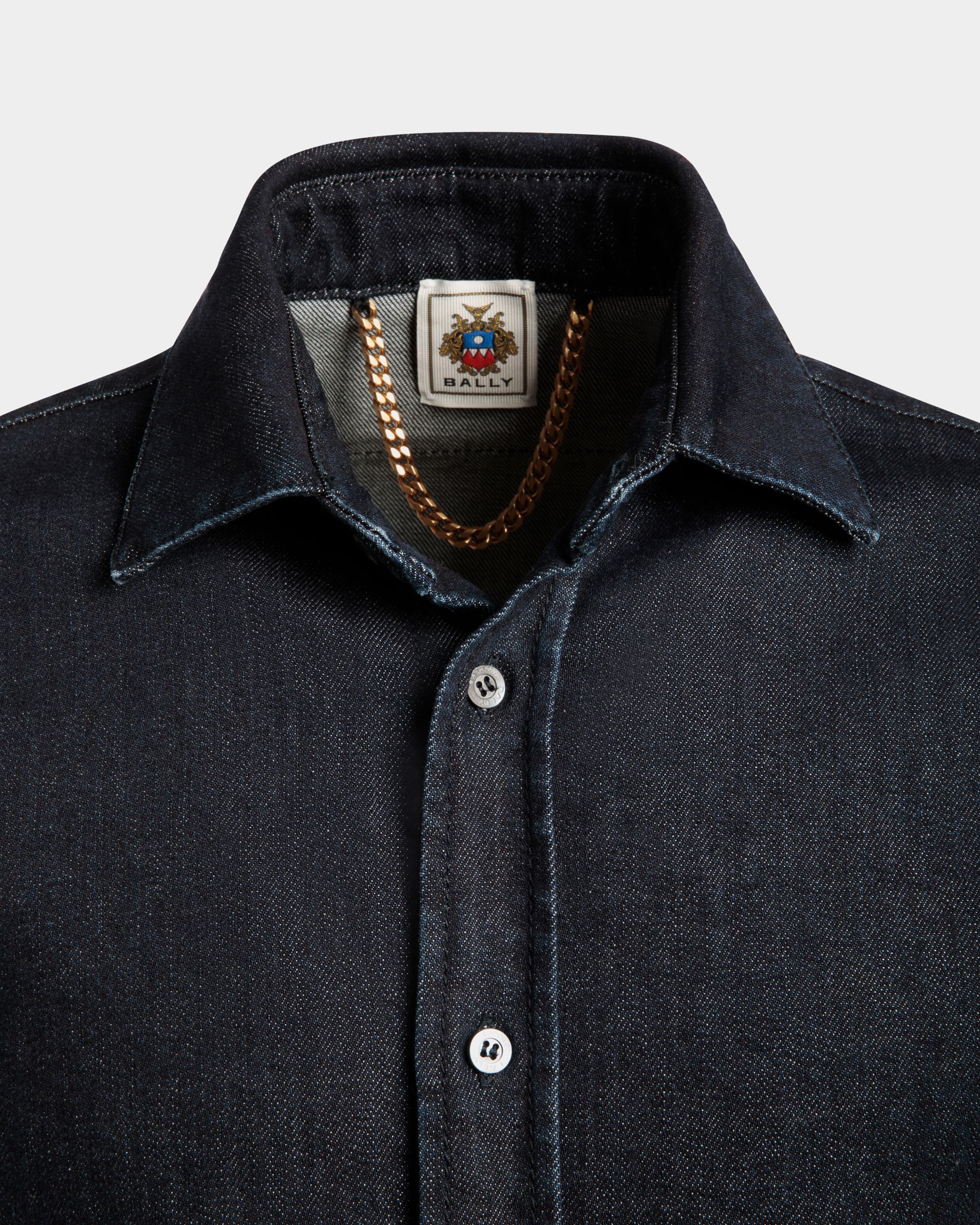Camicia Adrien Brody Travel Collection A Maniche Lunghe In Misto Cotone Navy Blue - Uomo - Bally - 05