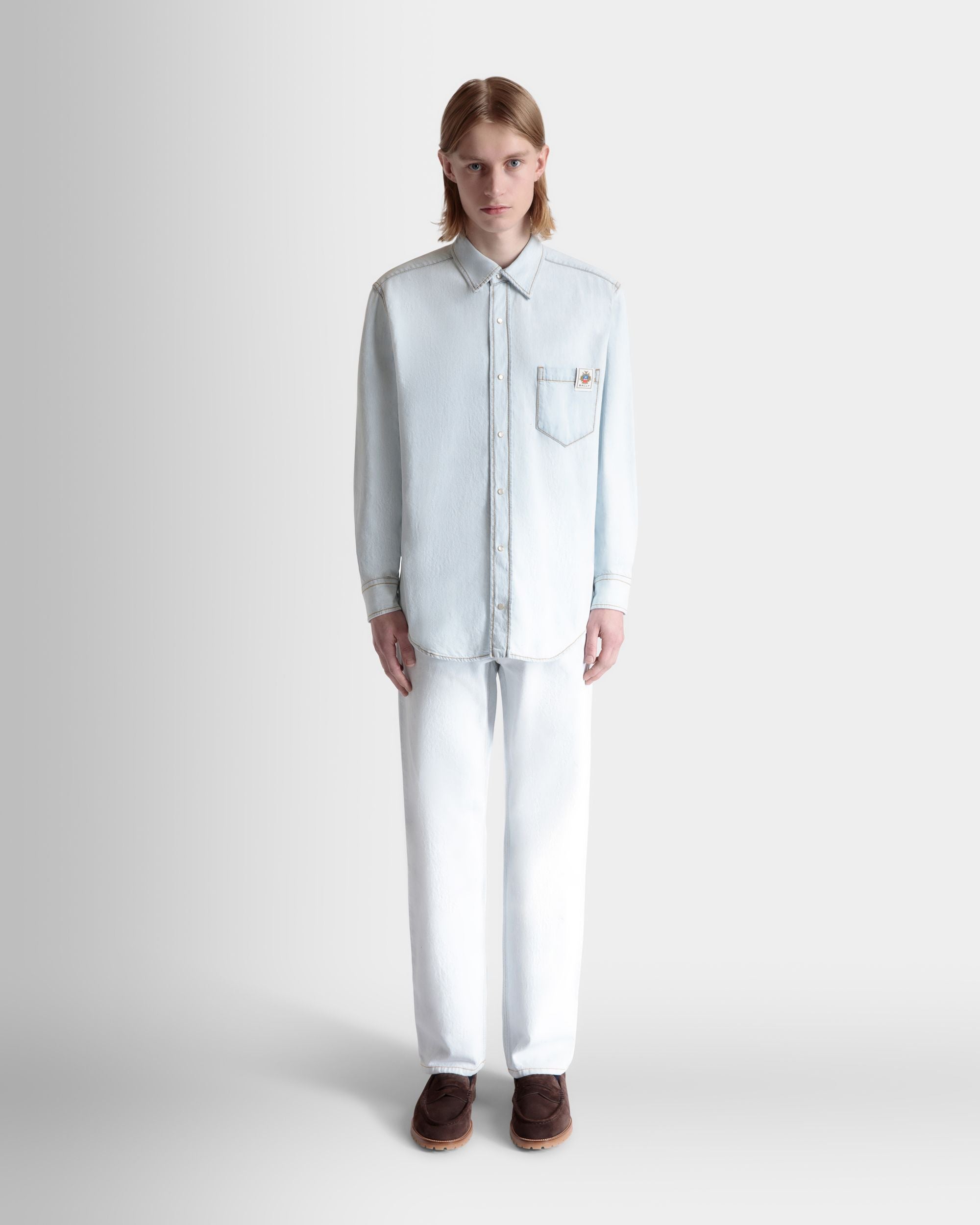 Camicia A Maniche Lunghe In Cotone Light Blue - Uomo - Bally - 02