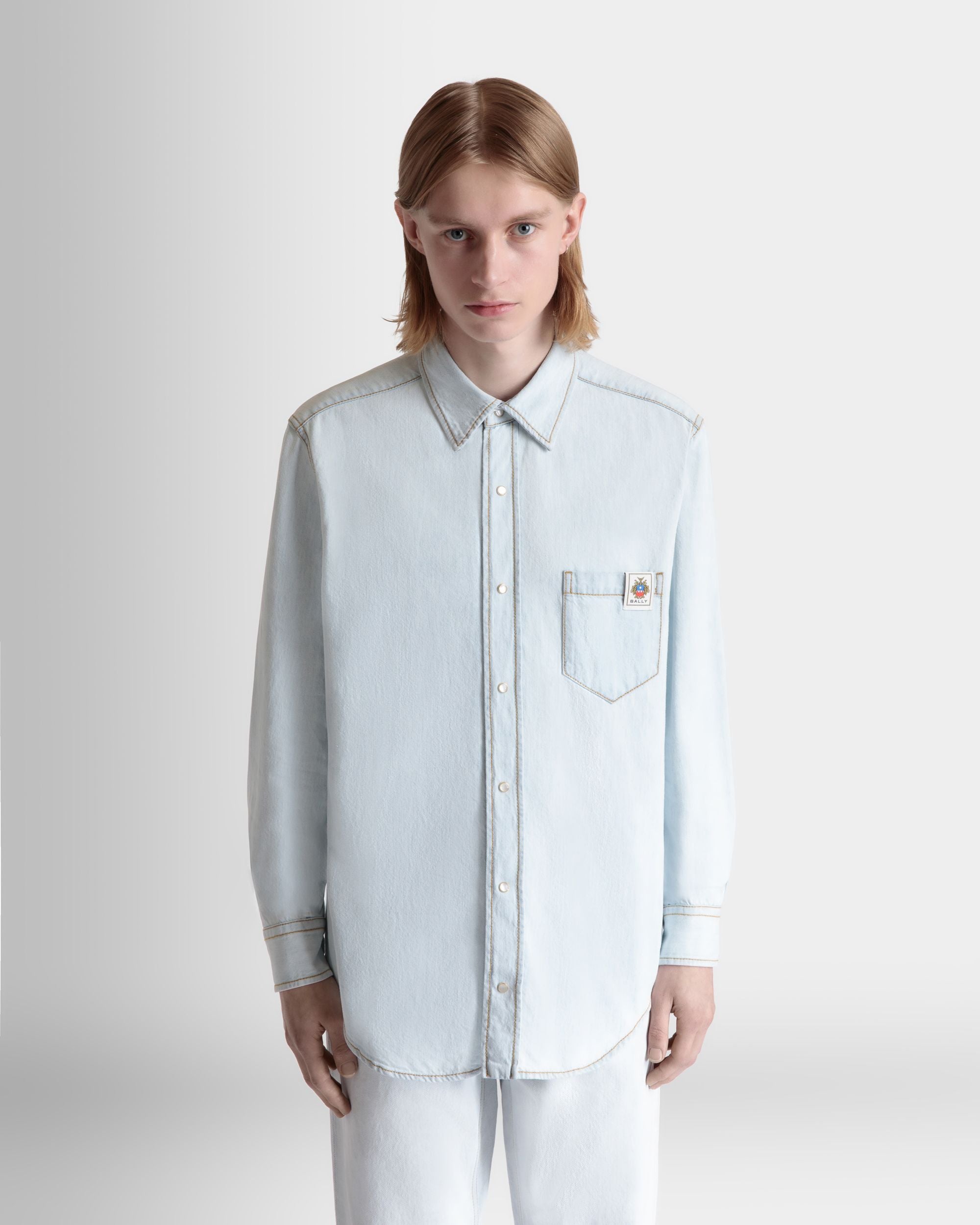Camicia A Maniche Lunghe In Cotone Light Blue - Uomo - Bally - 08