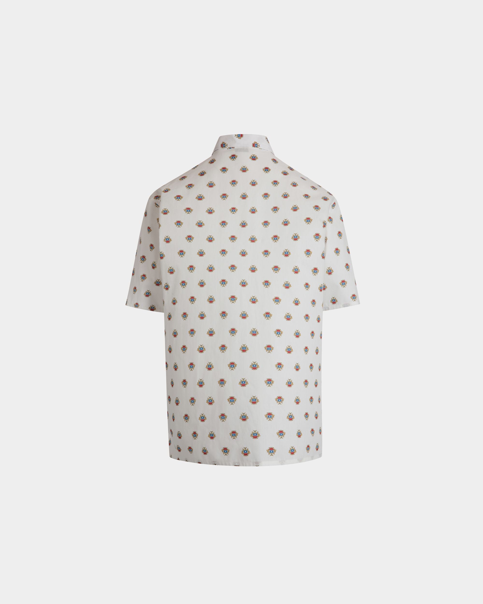 Camicia Bowling In Cotone Bianco Con Stampa Bally Crest All-Over - Uomo - Bally - 07