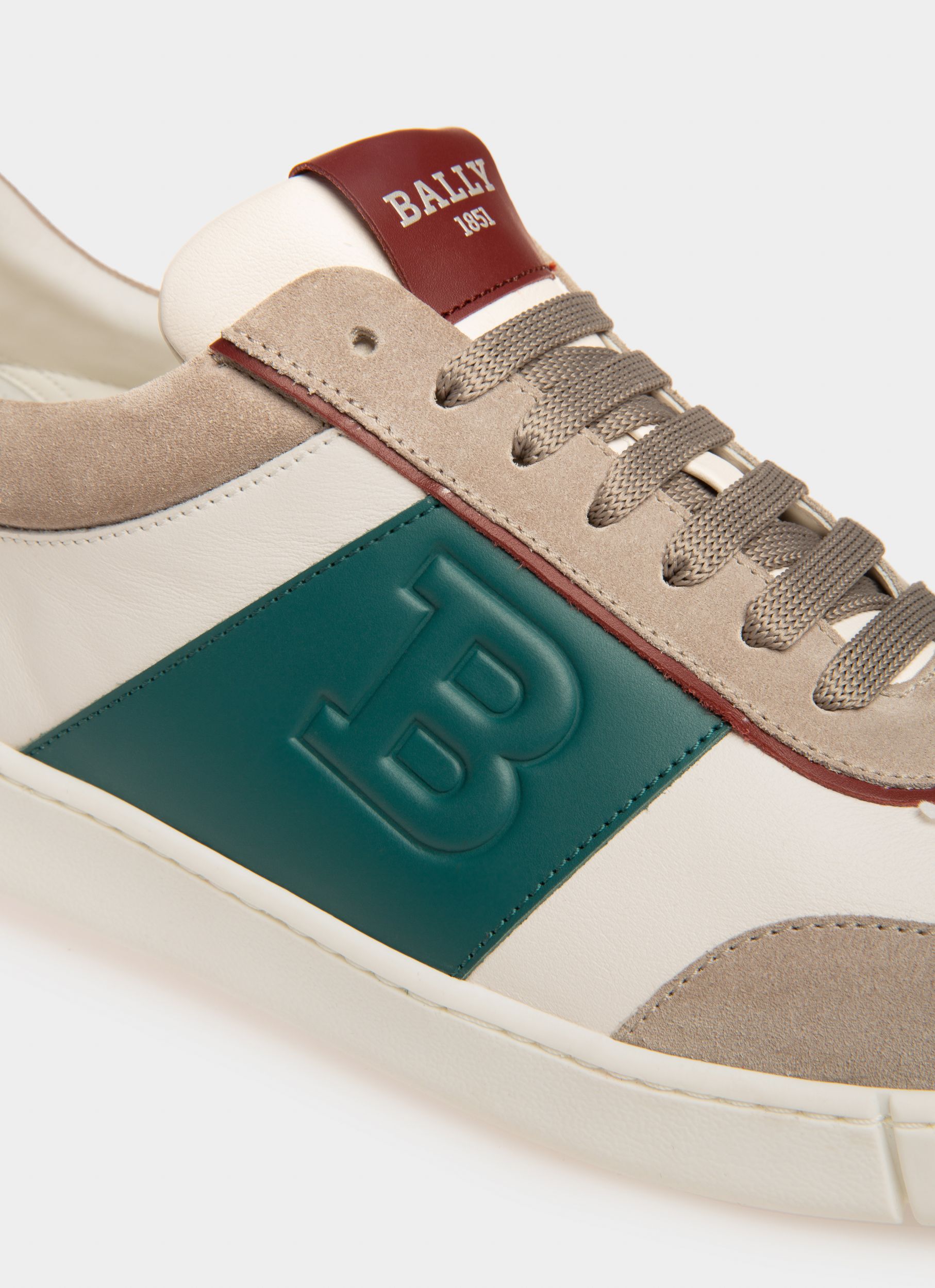 Wallys Sneaker In Pelle E Suede Bianco E Grigio - Uomo - Bally - 06