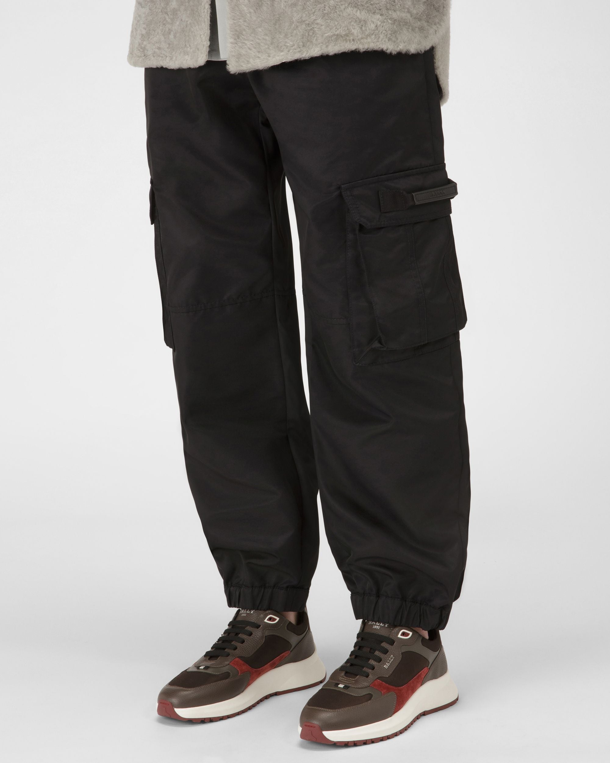 Dave Sneaker Di Pelle E Tessuto In Marrone Scuro E Verde Militare - Uomo - Bally - 02