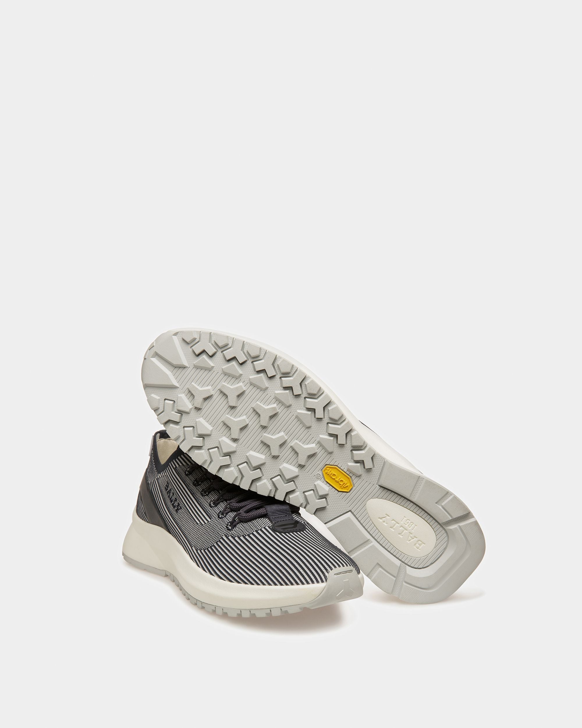 Dean-T Sneaker In Pelle, Tessuto E Poliestere Bianco Cipria E Blu Scuro - Uomo - Bally - 04