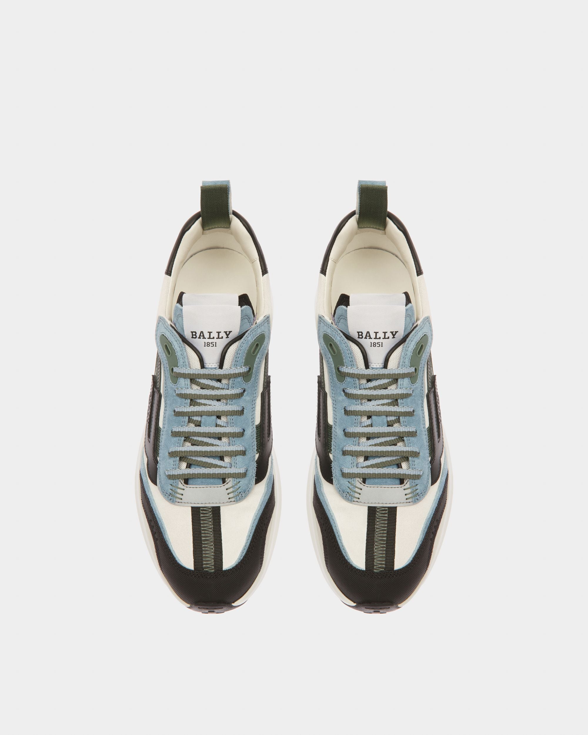 Darky Sneaker In Pelle Nera, Azzurra E Bianco Cipria - Uomo - Bally - 02
