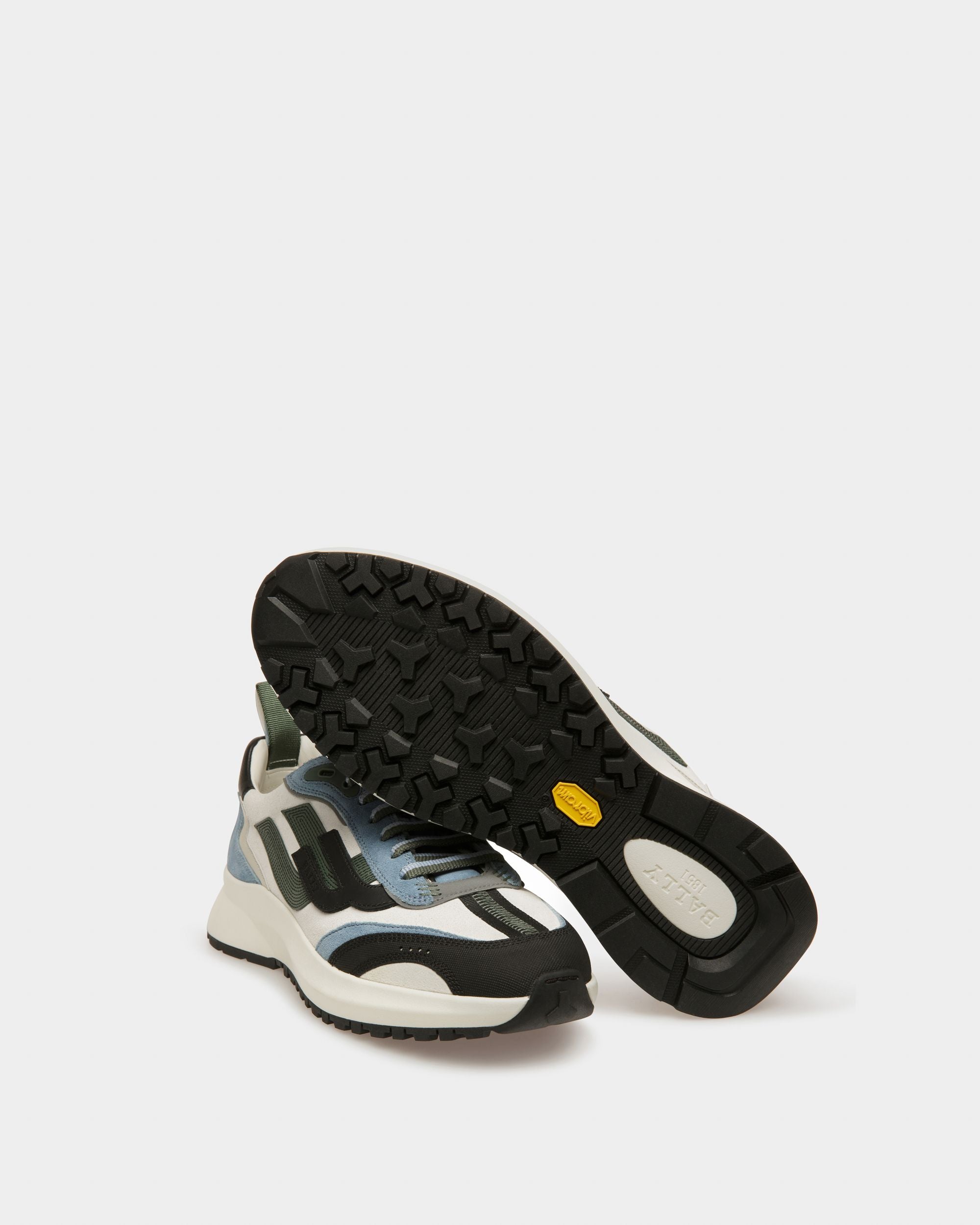 Darky Sneaker In Pelle Nera, Azzurra E Bianco Cipria - Uomo - Bally - 04