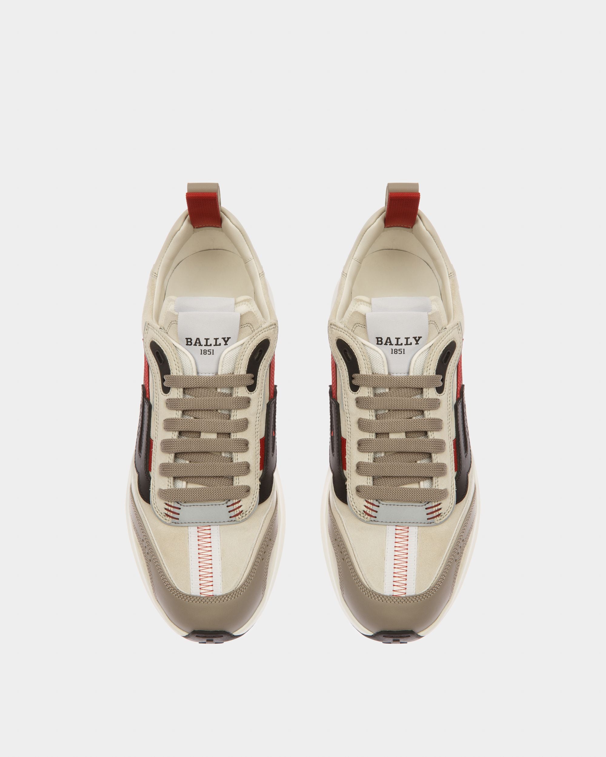 Darky Sneaker In Pelle Grigia, Bianco Cipria E Rossa - Uomo - Bally - 02
