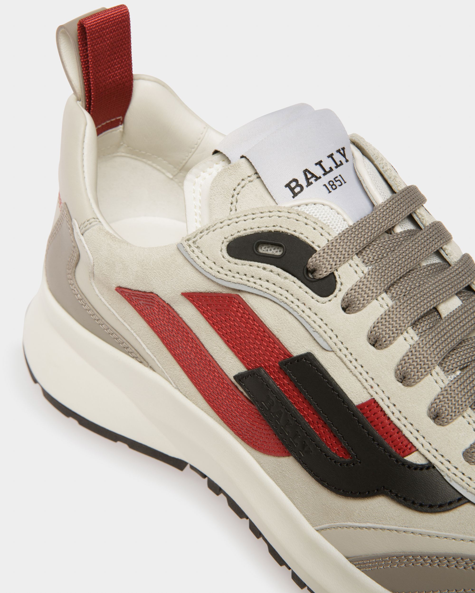 Darky Sneaker In Pelle Grigia, Bianco Cipria E Rossa - Uomo - Bally - 05