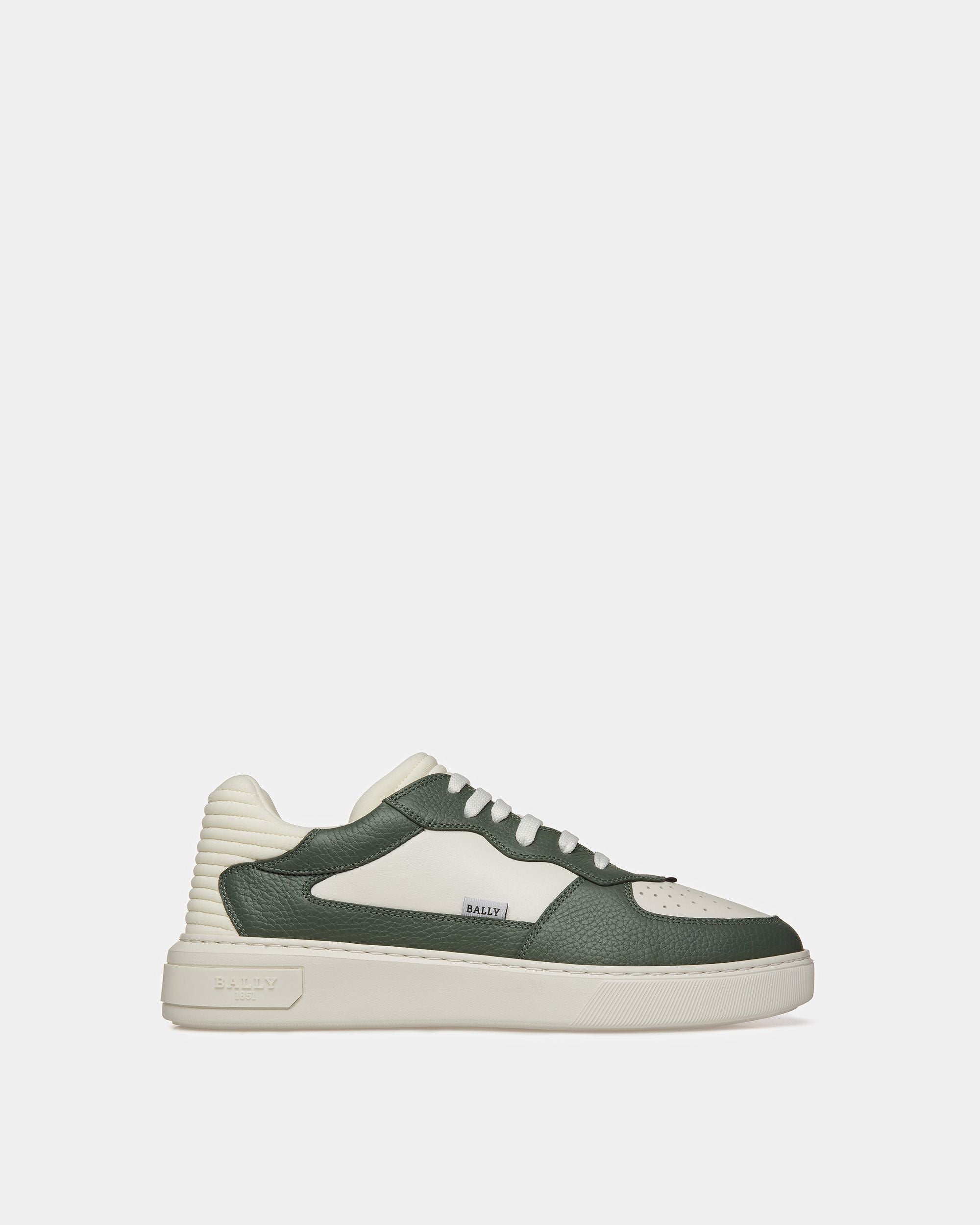 Mark Sneaker In Pelle E Tessuto Verde Salvia E Bianco - Uomo - Bally - 01